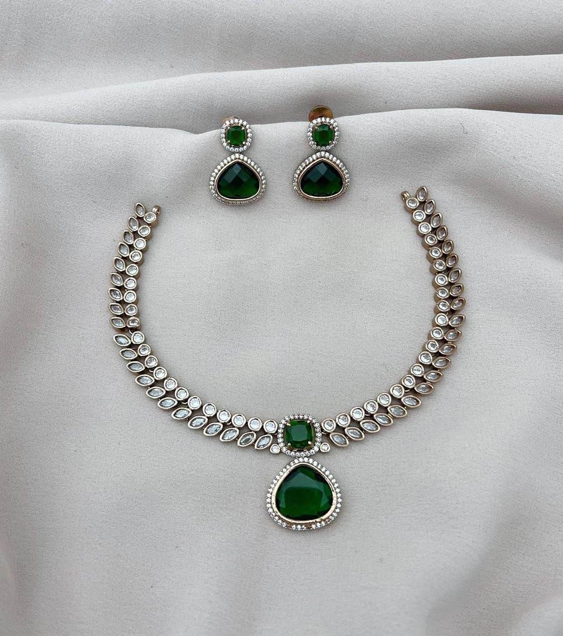 Victorian Polish AD Stones Necklace - Nakshatra Jewels