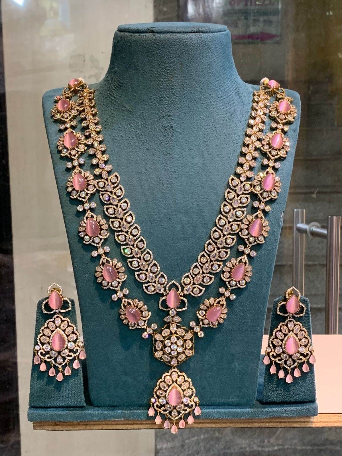 Victorian Polish with Moissanite Stones Bridal Haram - Nakshatra Jewels