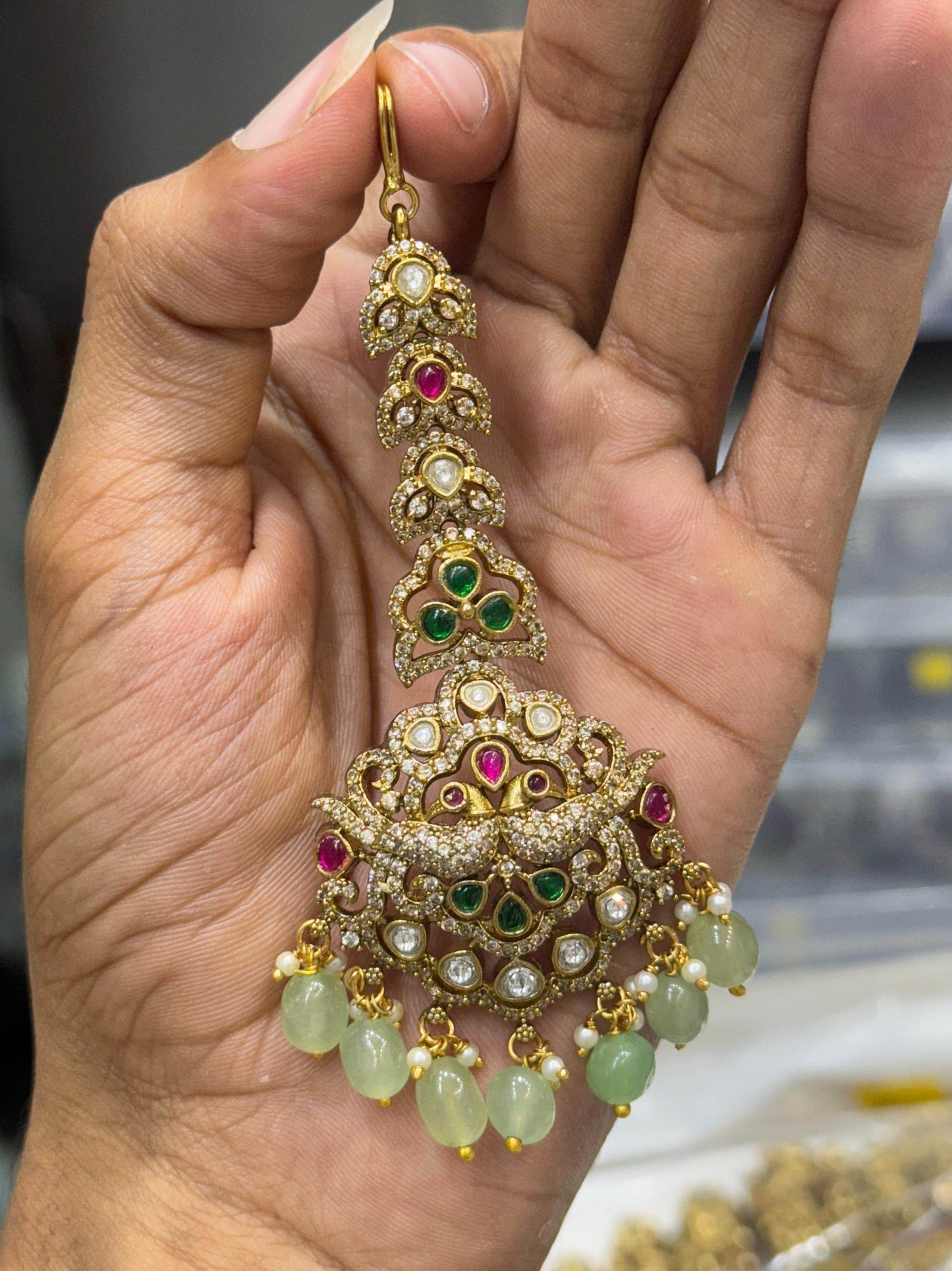 Victorian Polish AD Stones Tikka - Nakshatra Jewels