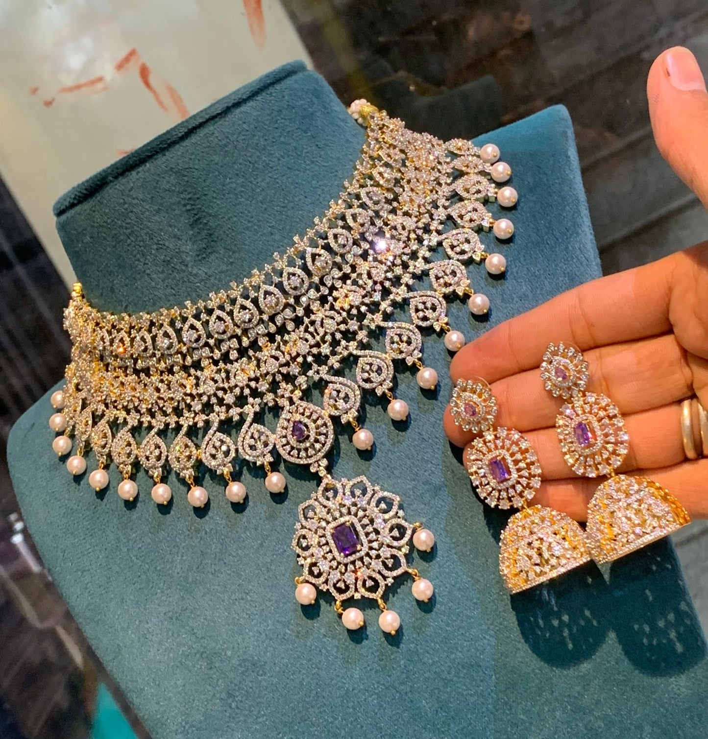 American Diamond Stones Bridal Choker