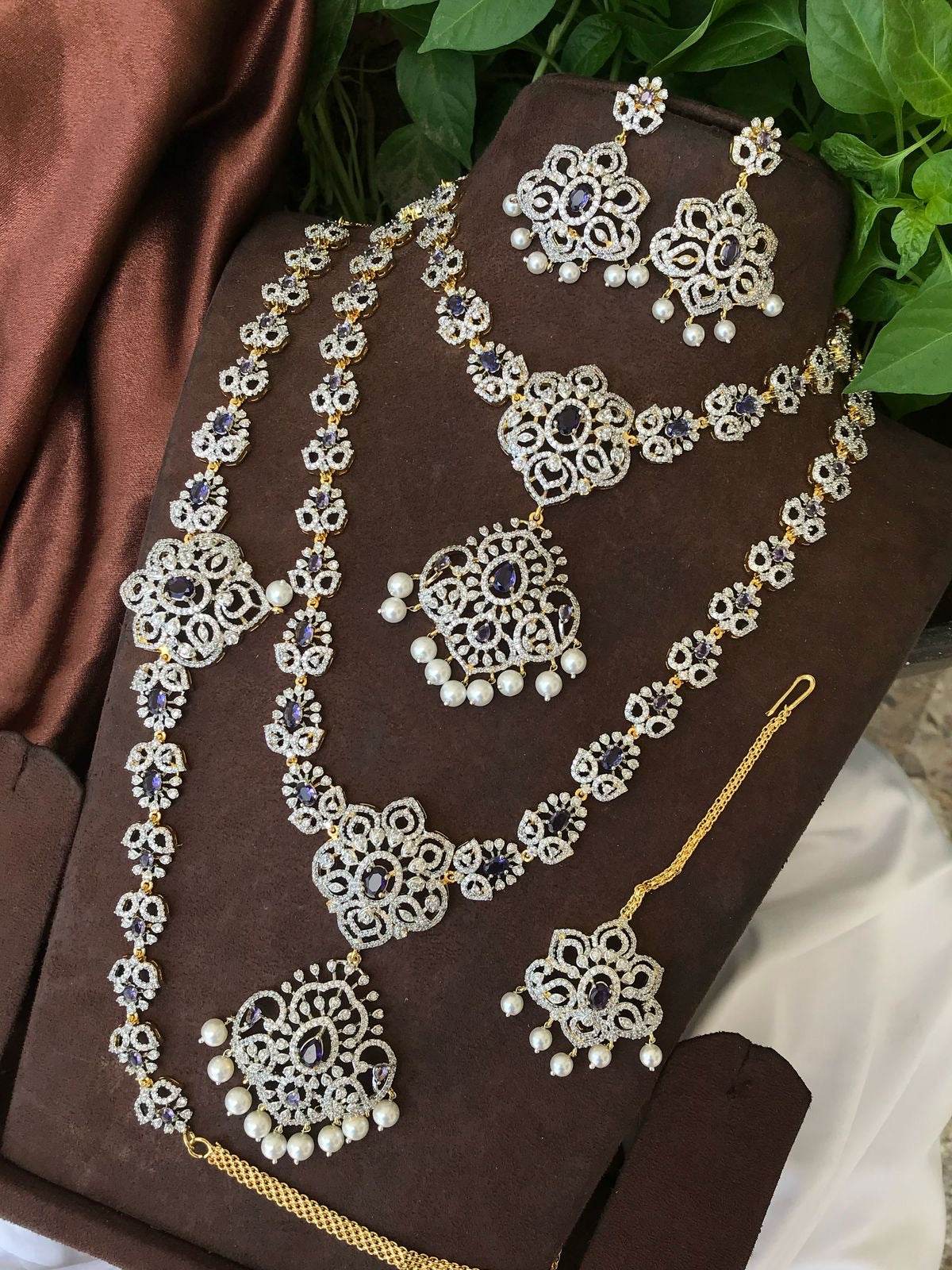 American Diamond Stones Bridal Combo Set - Nakshatra Jewels