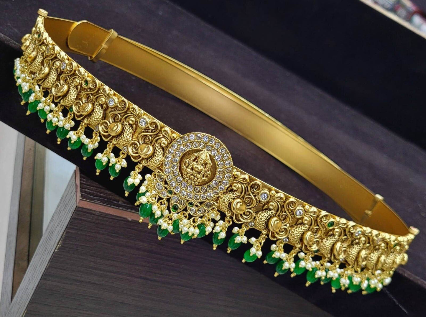 Nakshi Work with AD Stones Bridal Hip Belt (Gold Replica) - Nakshatra Jewels