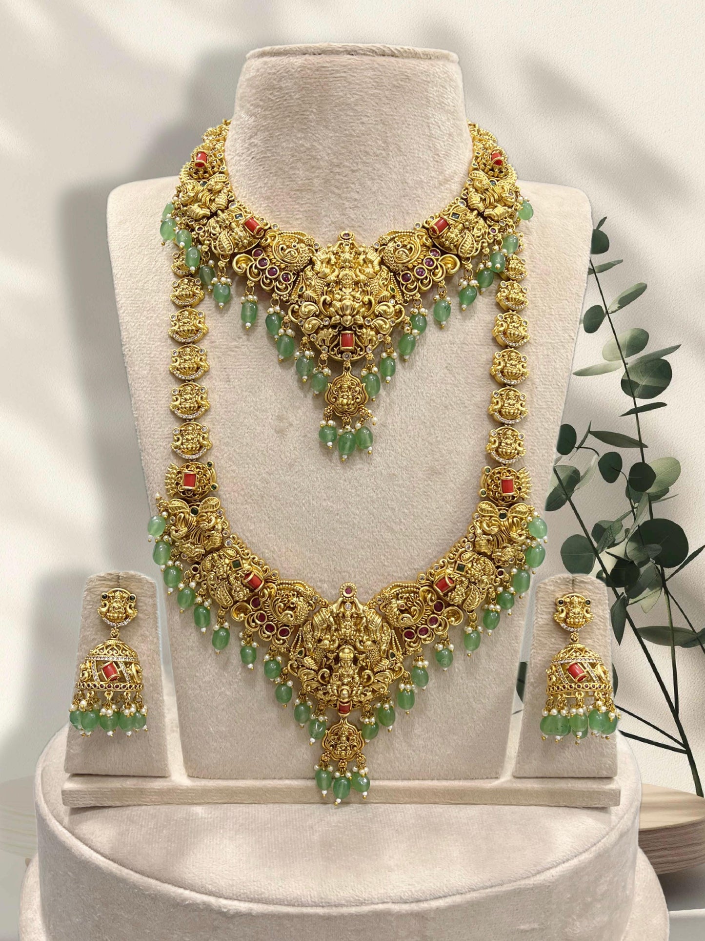 Nakshi Work with Coral Beads Bridal Combo Set