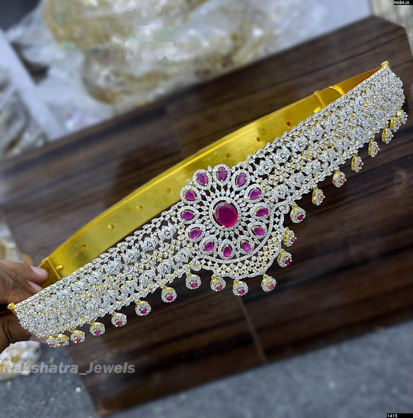 American Diamond Stones Bridal Hip Belt - Nakshatra Jewels