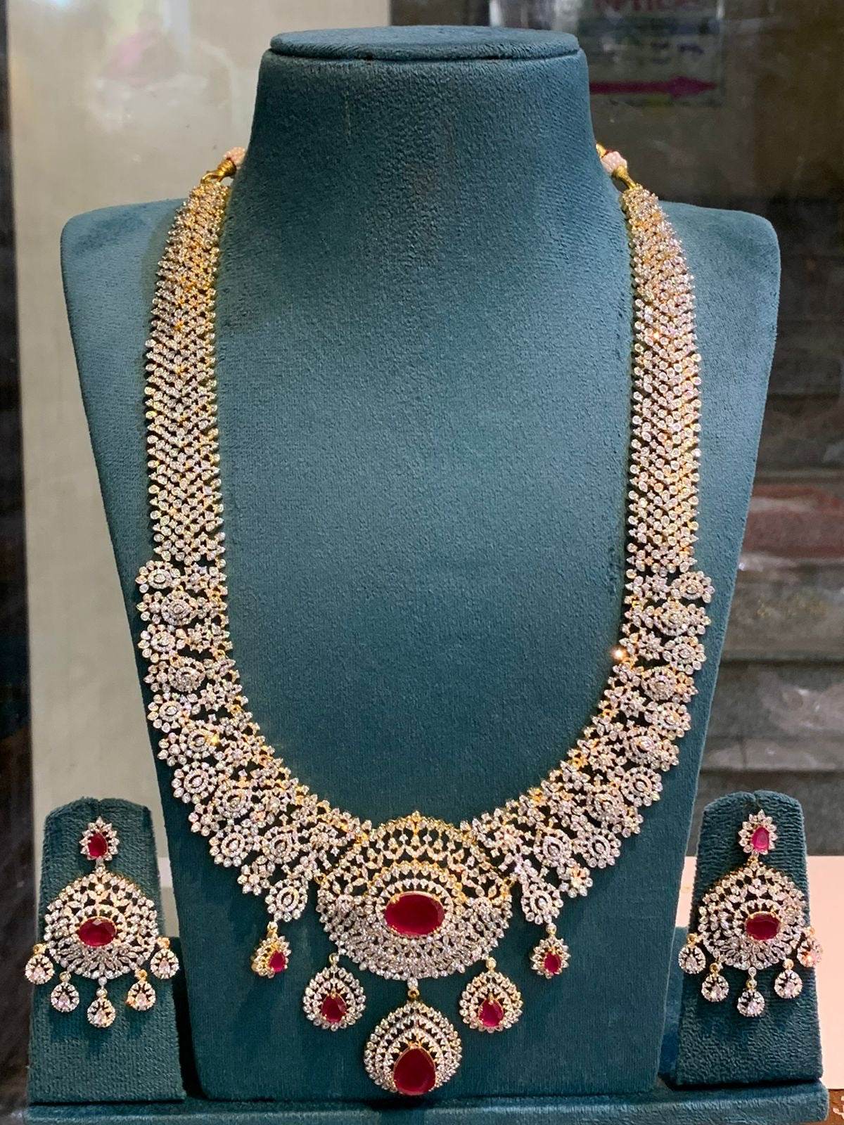 American Diamond Stones Bridal Haram - Nakshatra Jewels