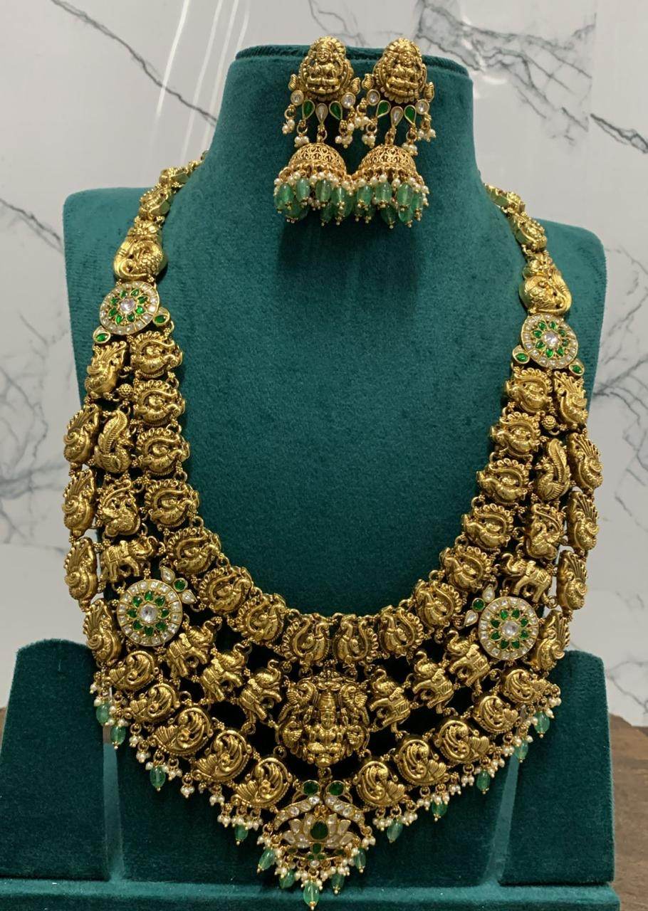Nakshi Work with Kundan Stones Bridal Haram - Nakshatra Jewels