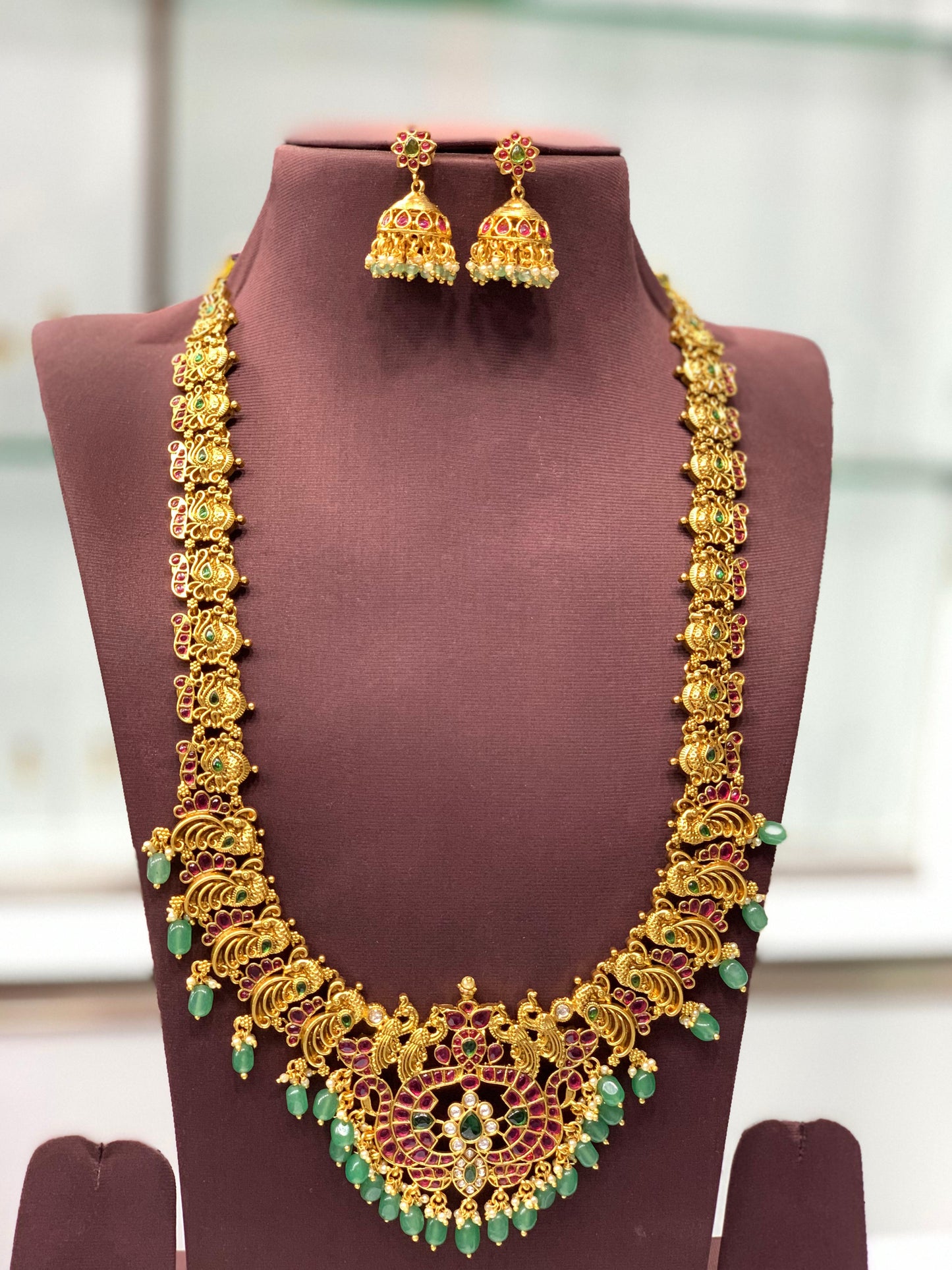 Nakshi Work with Kempu Stones Bridal Haram