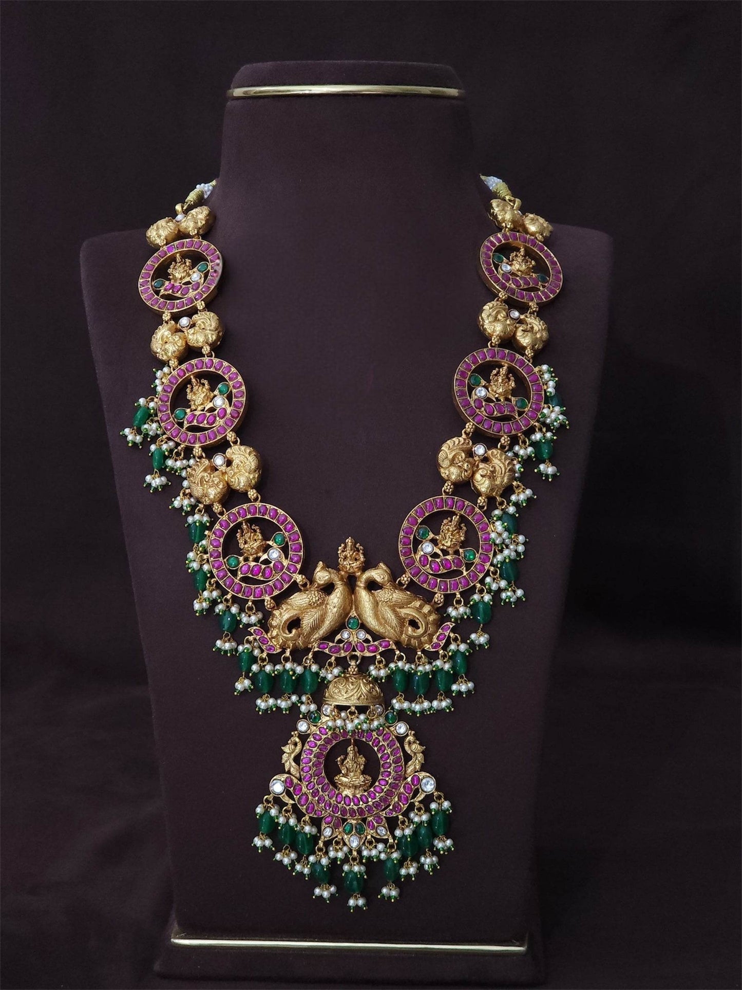 Nakshi Work with Jaadu Kundan Stones Bridal Haram - Nakshatra Jewels