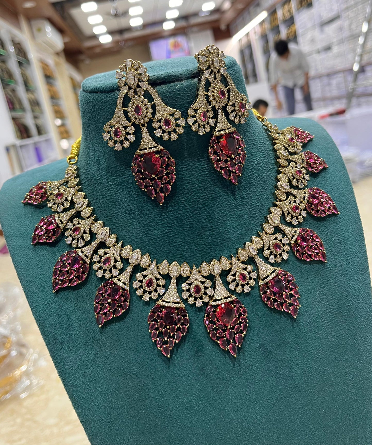 Victorian Polish with AD Stone Bridal Necklace