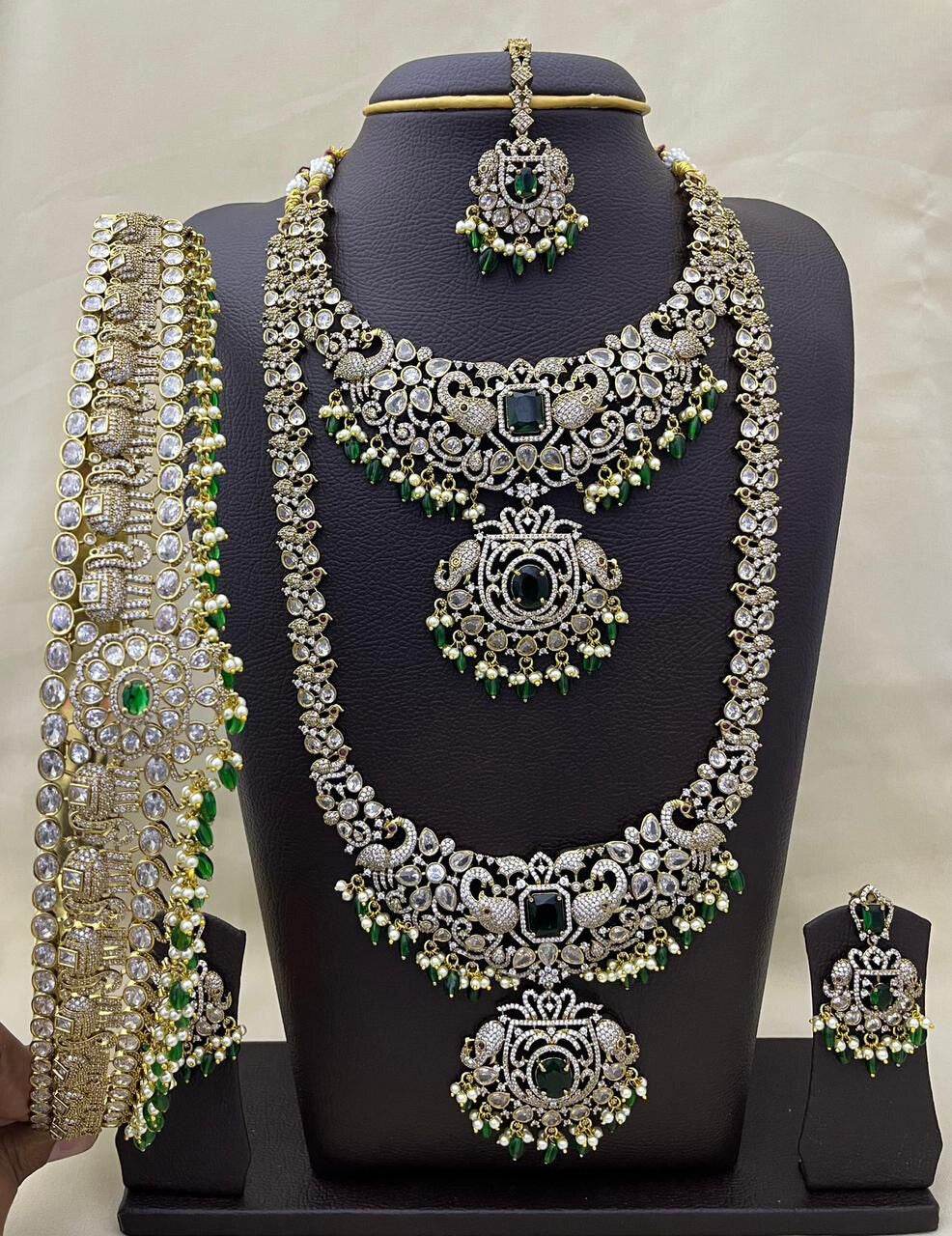Victorian Polish AD Stones Bridal Set - Nakshatra Jewels