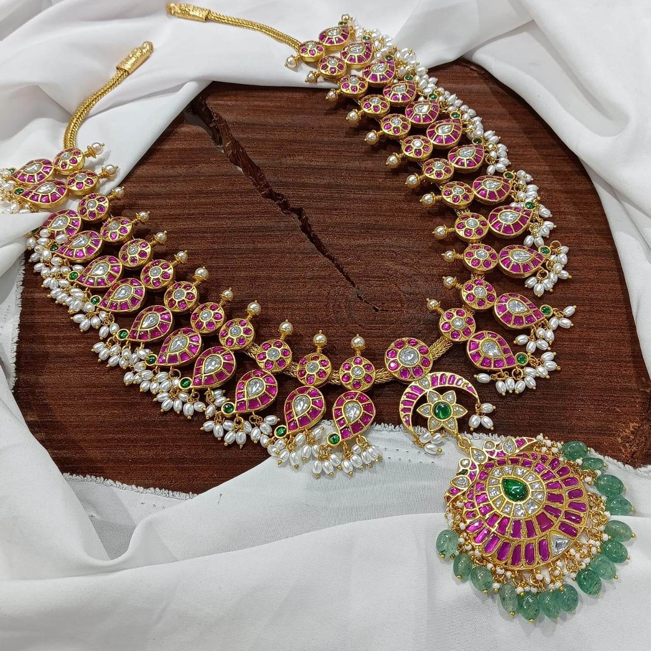 Jaadu Kundan Stones Bridal Guttapusal Haram - Nakshatra Jewels