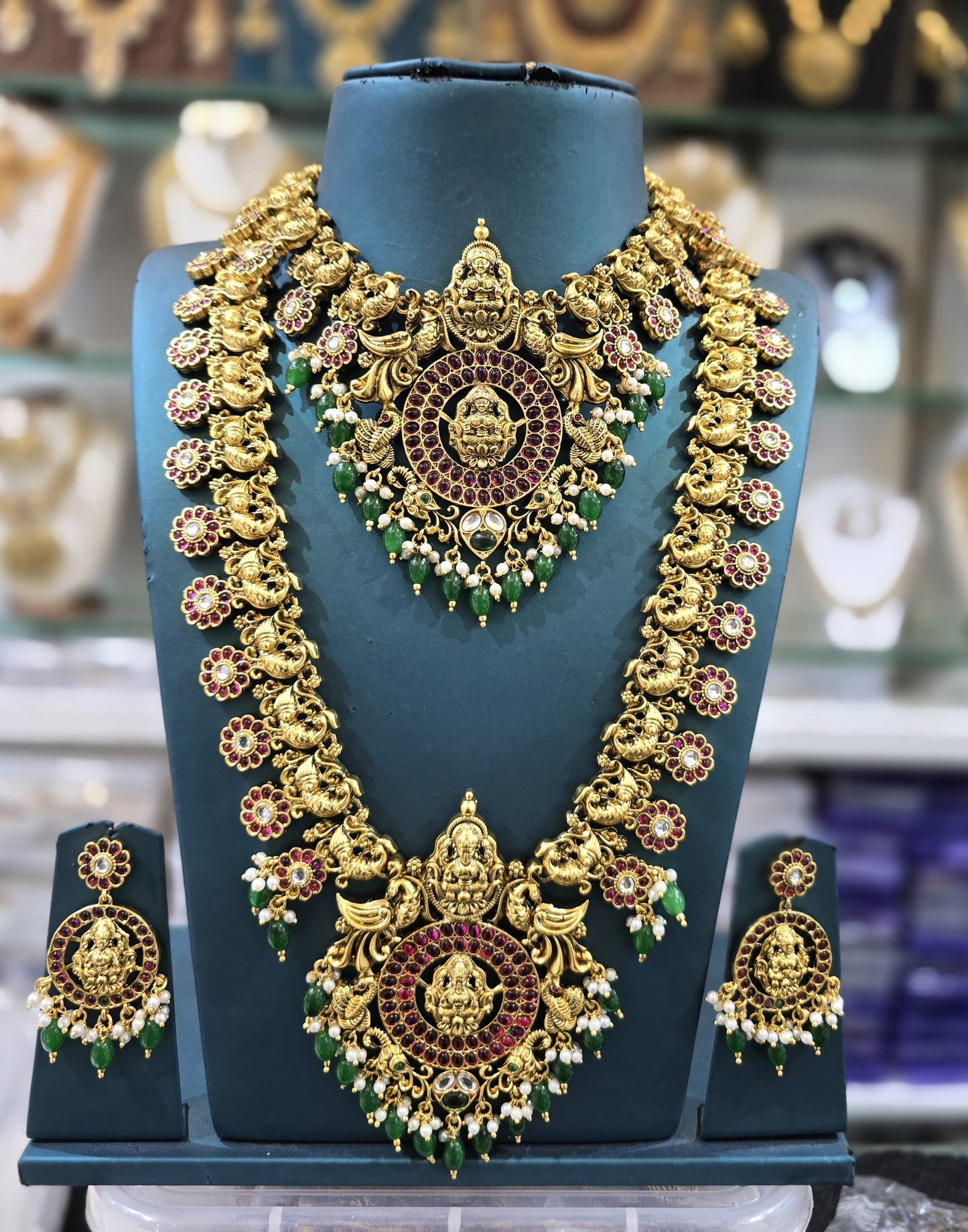 Nakshi Work with Kempu Stones Combo Set