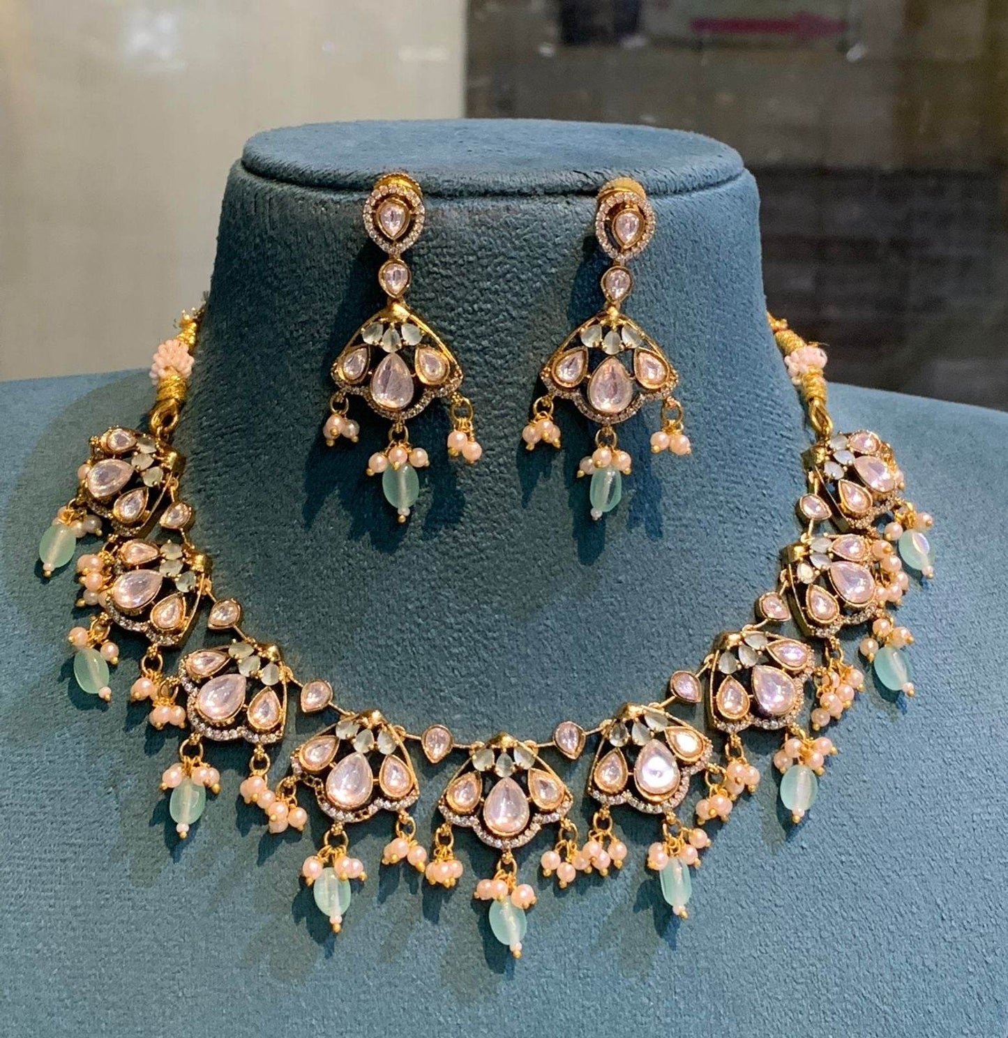 Victorian Polish AD Stones Necklace - Nakshatra Jewels