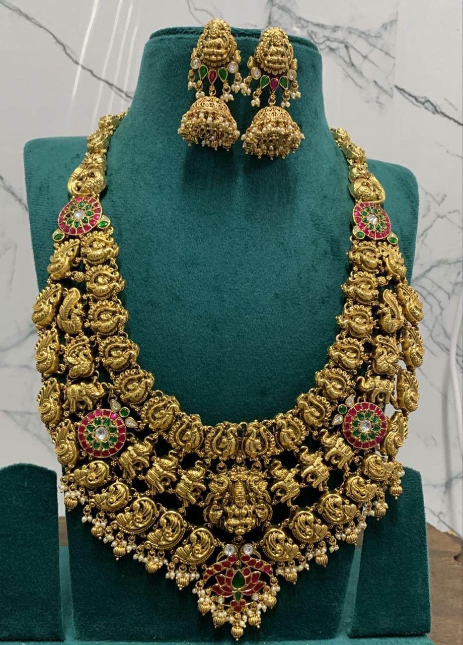 Nakshi Work with Kundan Stones Bridal Haram - Nakshatra Jewels