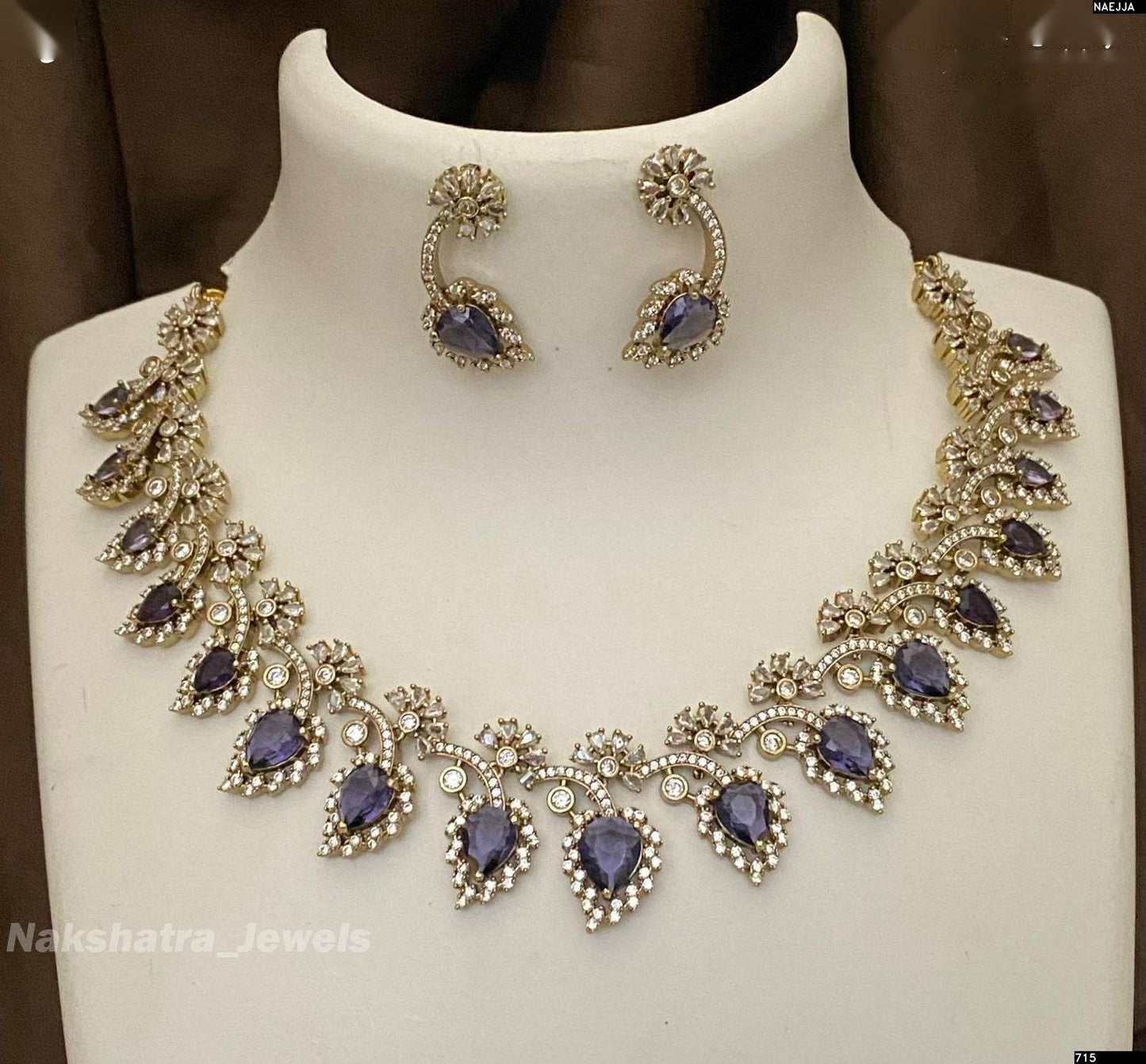 Victorian Polish AD Stones Necklace - Nakshatra Jewels