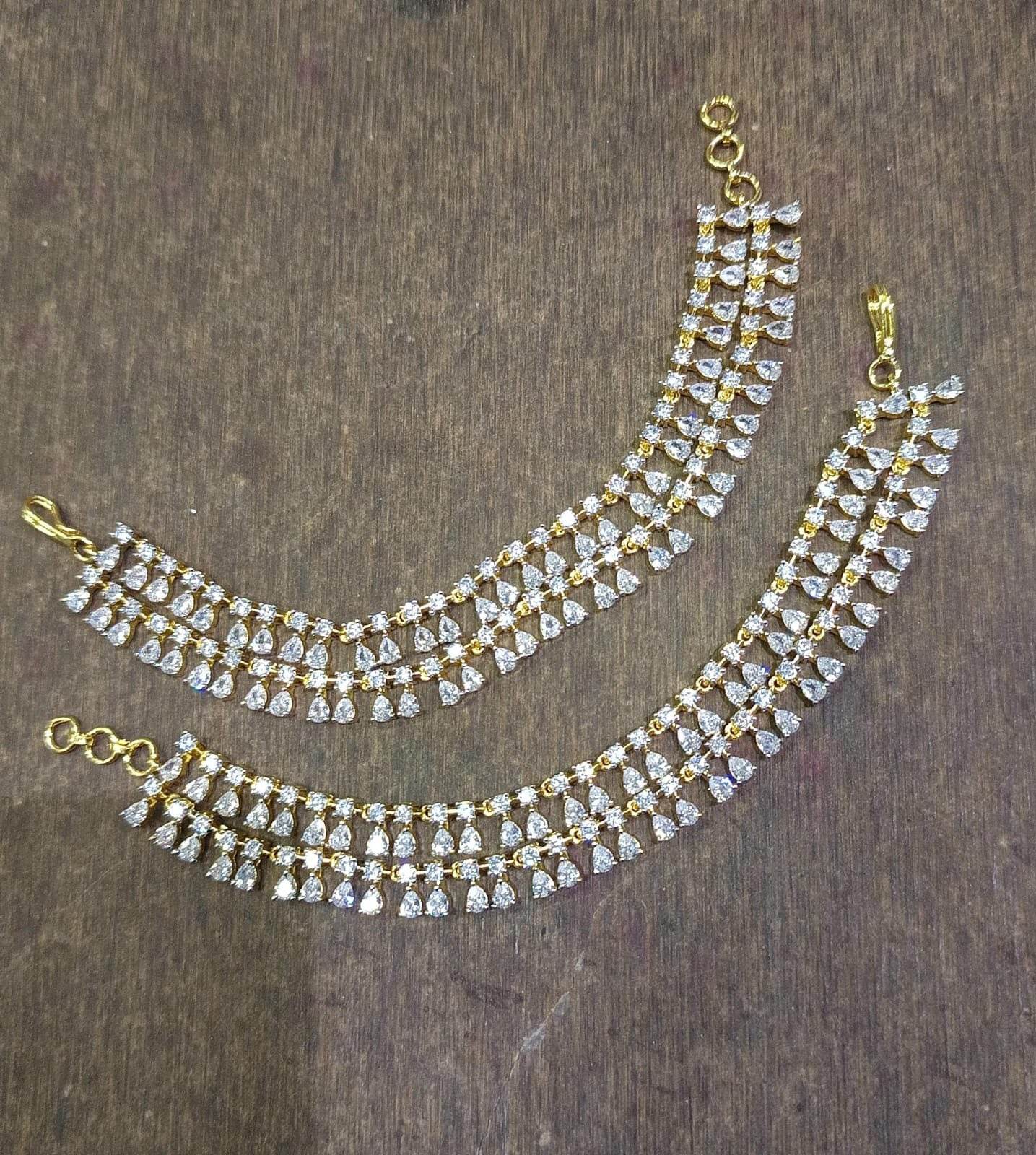 AD Stones Ear Chains - Nakshatra Jewels