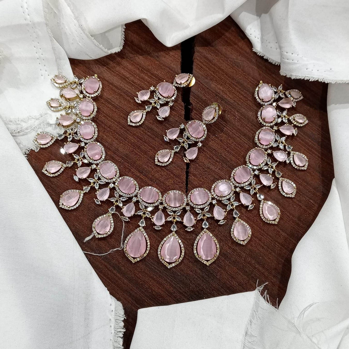 Victorian Polish with AD Stones Necklace - Nakshatra Jewels
