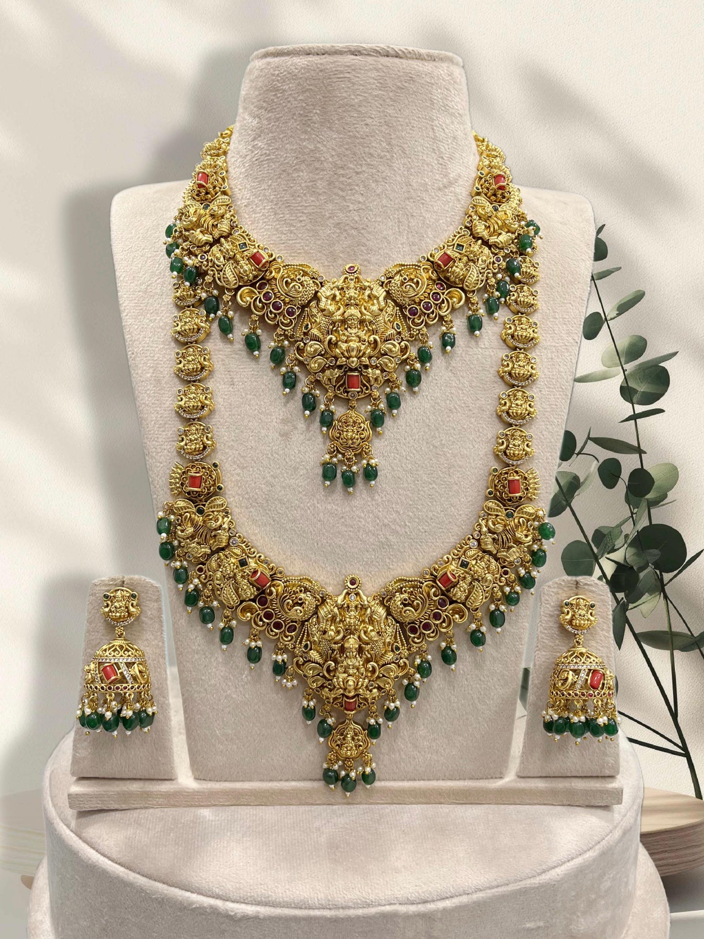 Nakshi Work with Coral Beads Bridal Combo Set