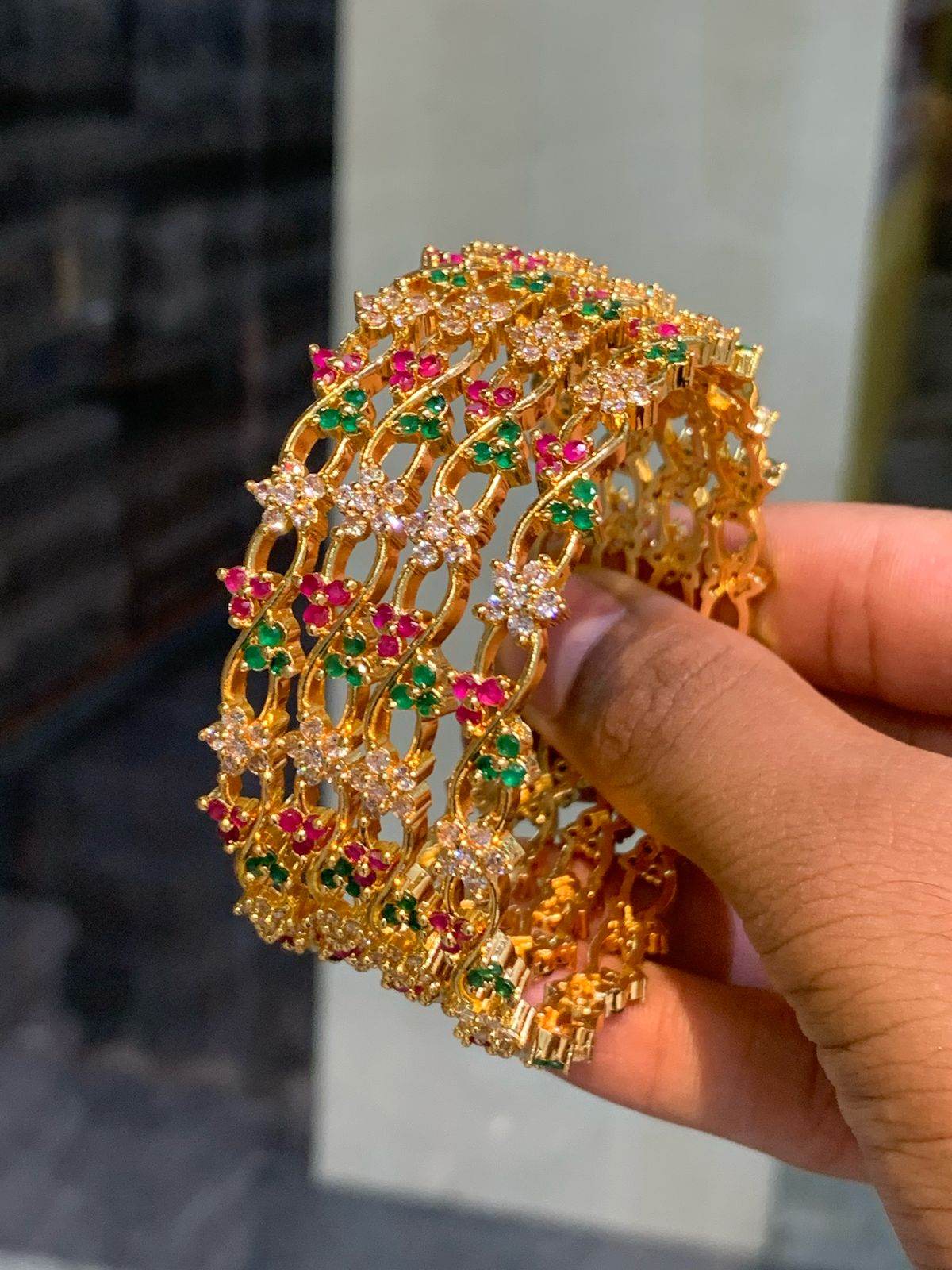 Premium Matt with AD Stones Bangles - Nakshatra Jewels