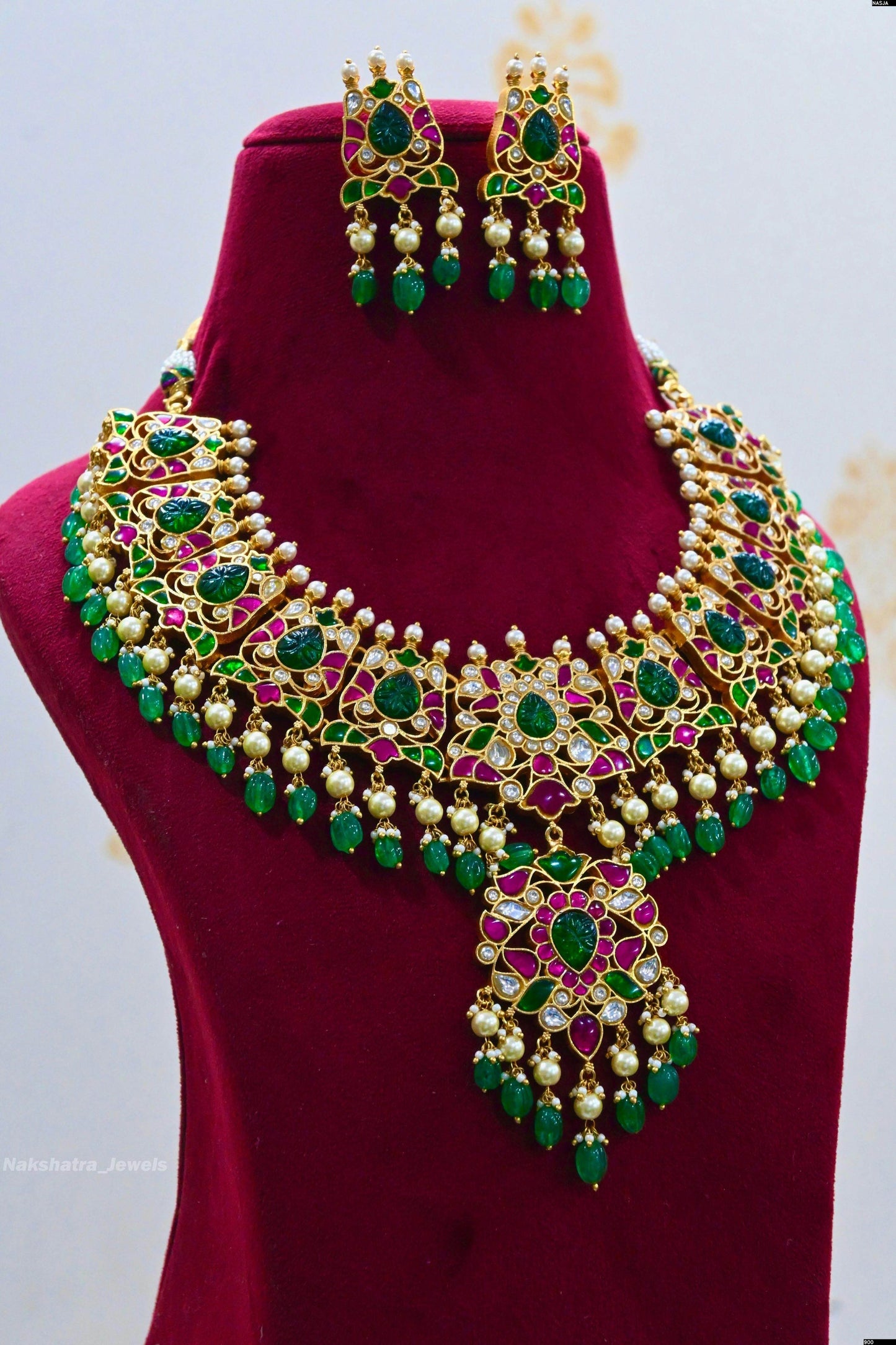 Jaadu Kundan Stones with Nagasi Work Necklace - Nakshatra Jewels