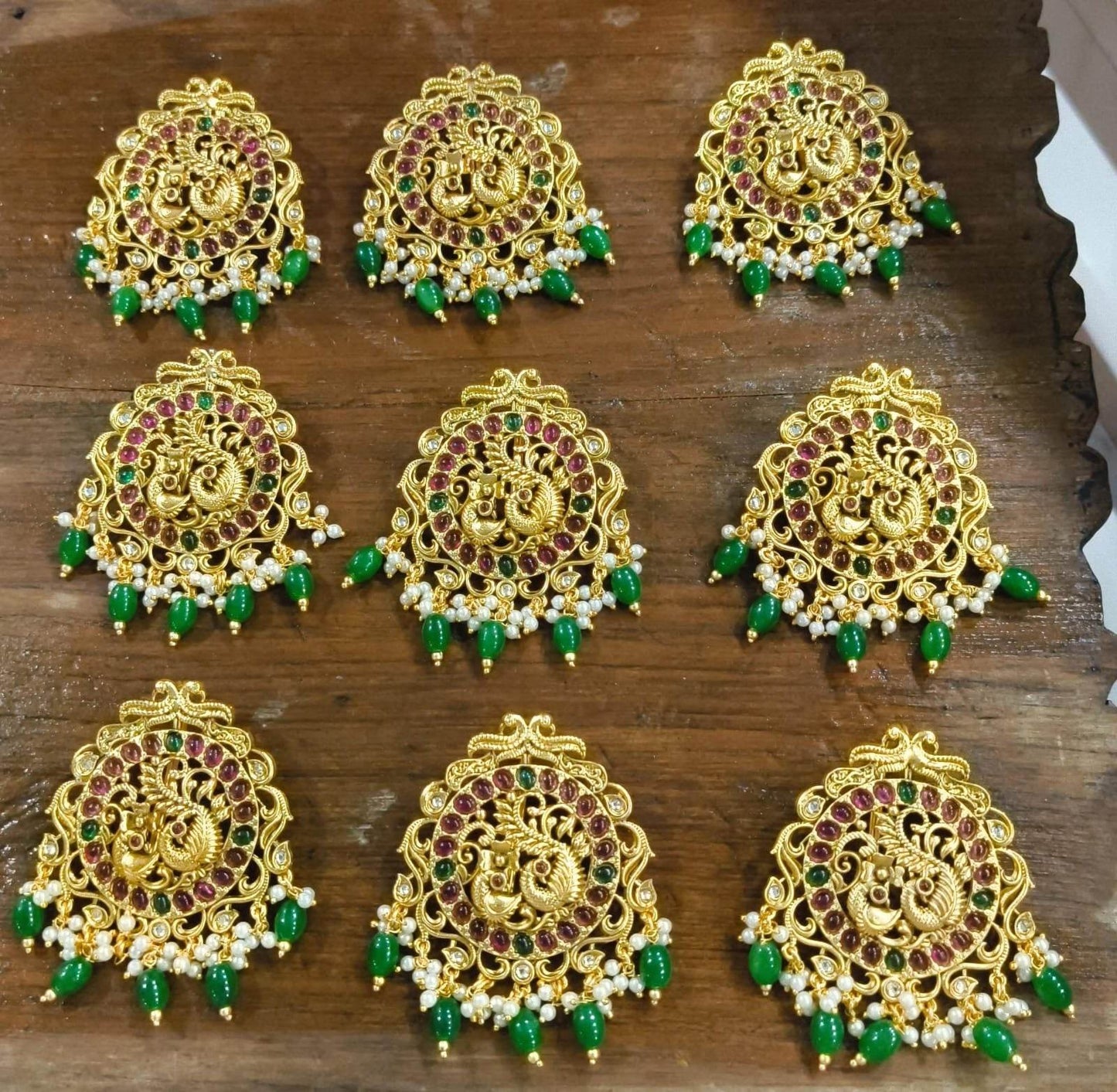 Hair Accessories (Premium Matt with Kempu Stones) - Nakshatra Jewels