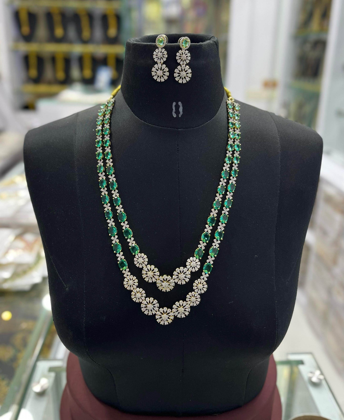 American Diamond Stones Layer Haram - Nakshatra Jewels