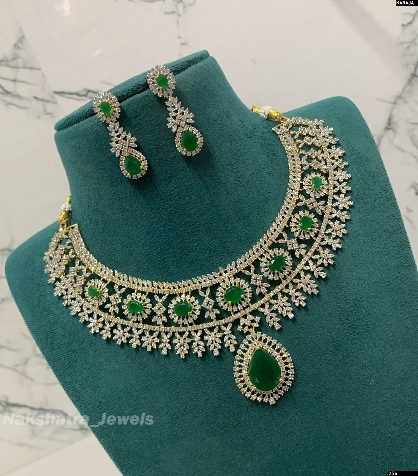 American Diamond Stones Bridal Necklace - Nakshatra Jewels