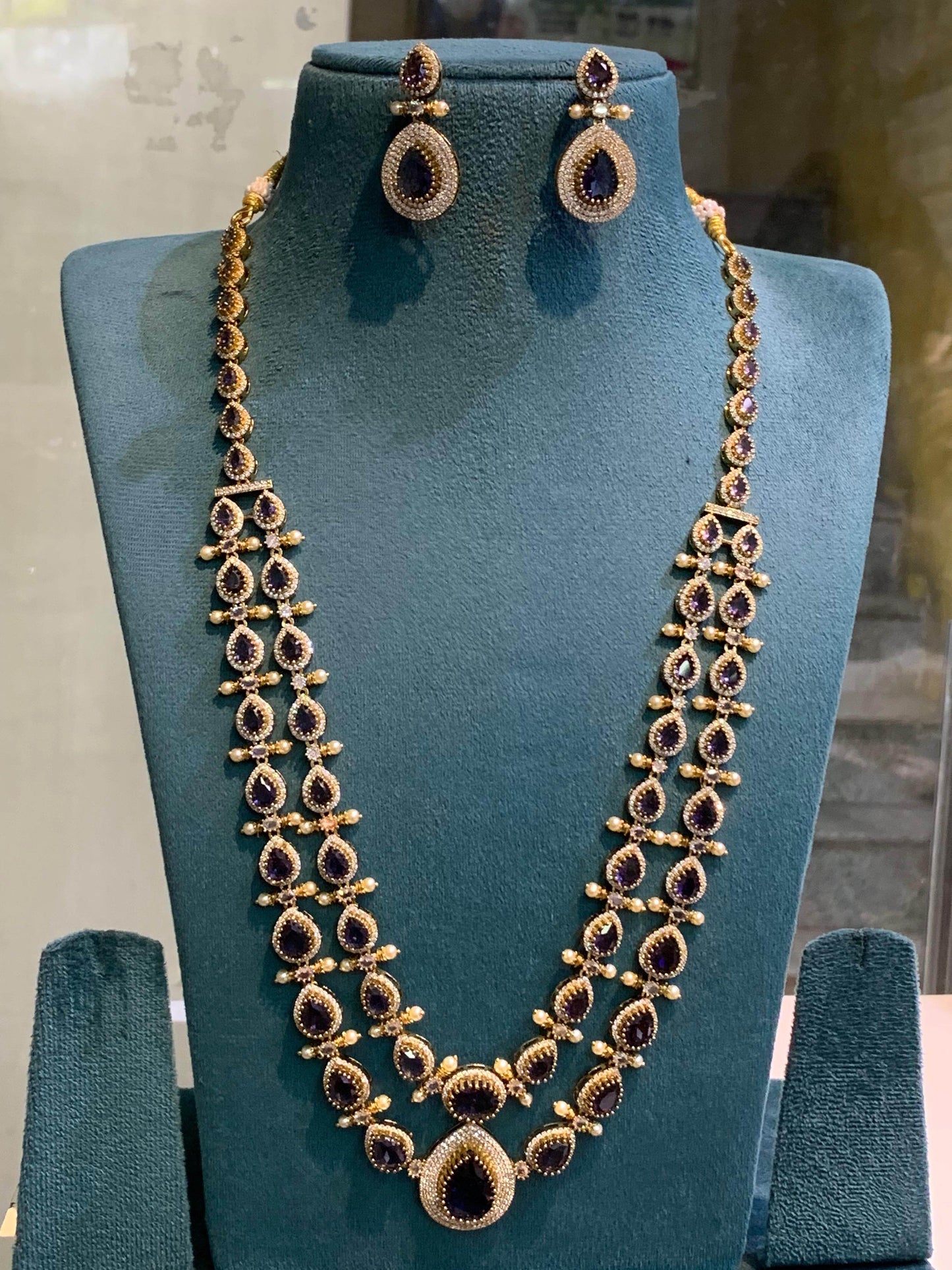 Victorian Polish with AD Stones Haram - Nakshatra Jewels