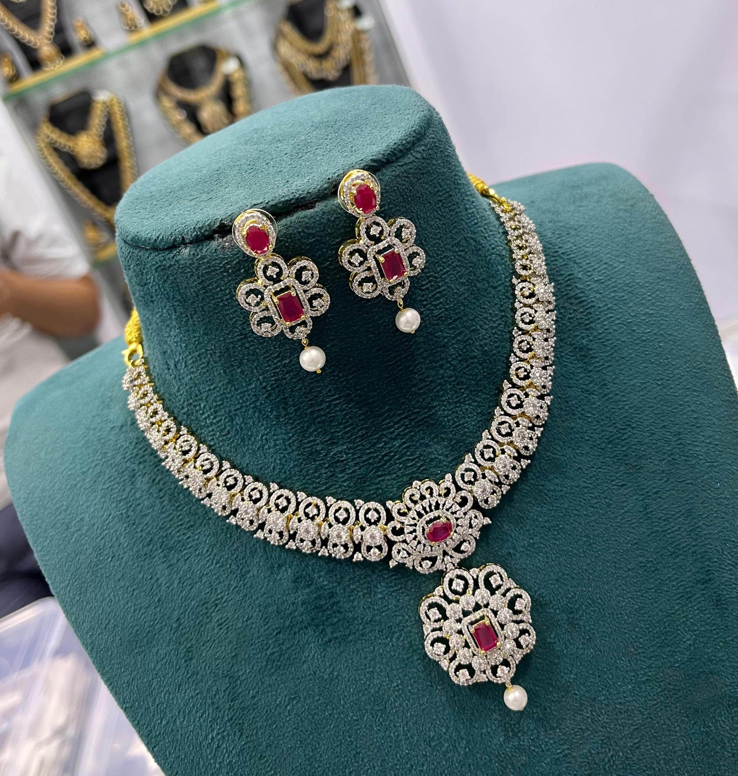American Diamond Stones Necklace - Nakshatra Jewels