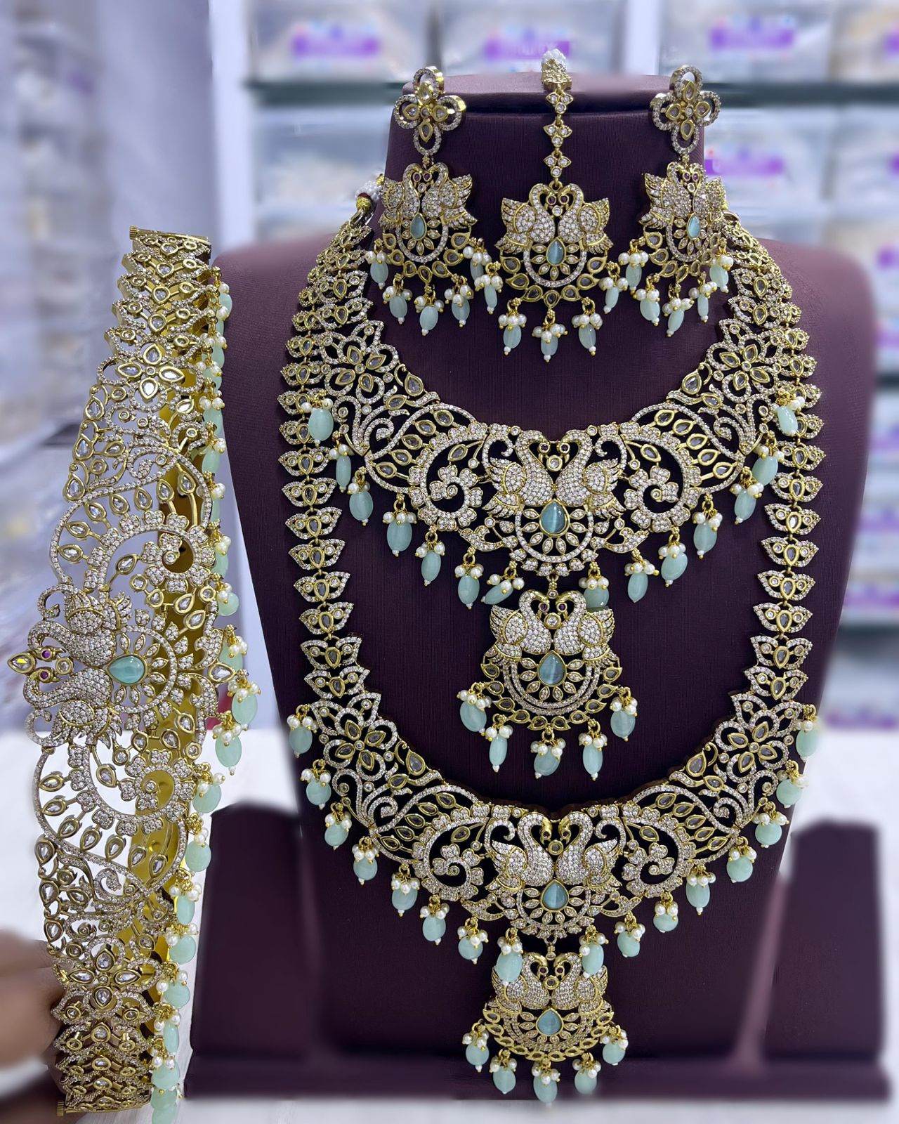 Victorian Polish AD Stones Bridal Set - Nakshatra Jewels