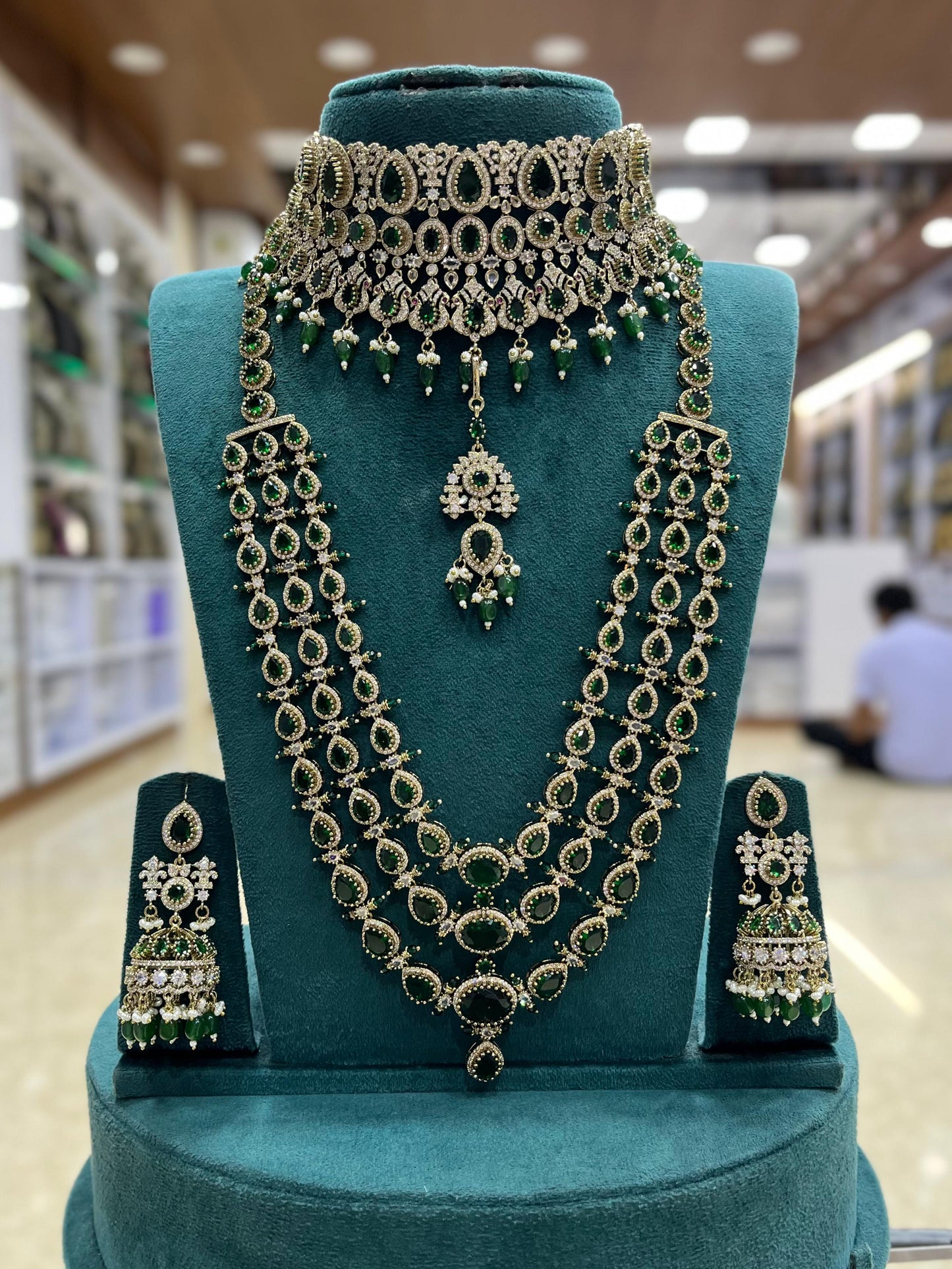 Victorian Polish with AD stones Bridal Set