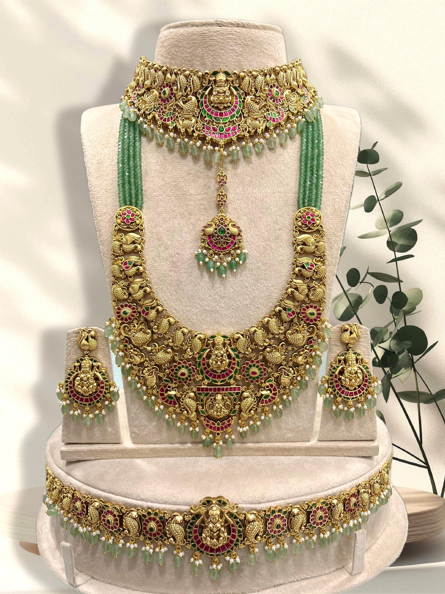 Nakshi Work with Jaadu Kundan Stones and Bridal Combo Set