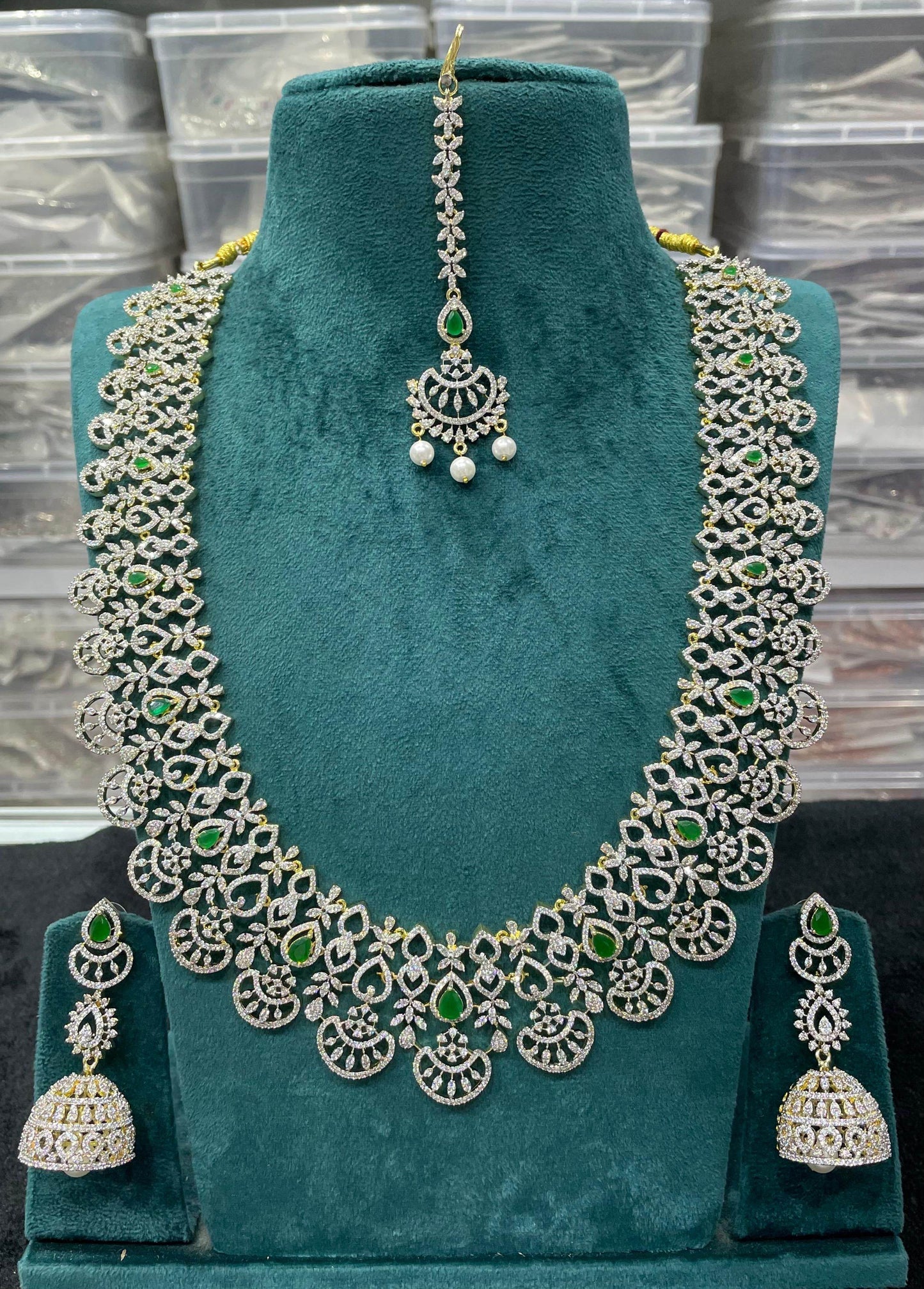 American Diamond Stone Bridal Haram - Nakshatra Jewels