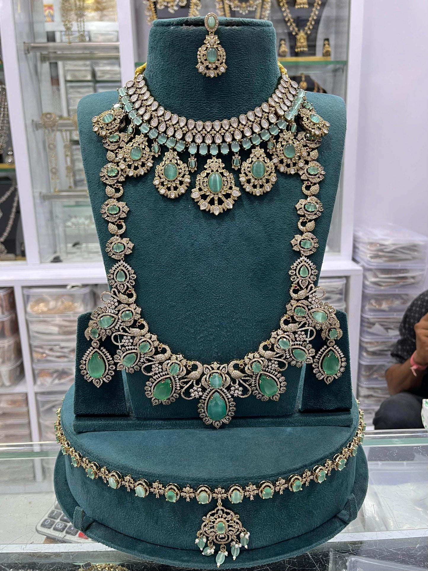 Mossanite with AD Stones Bridal Combo set - Nakshatra Jewels