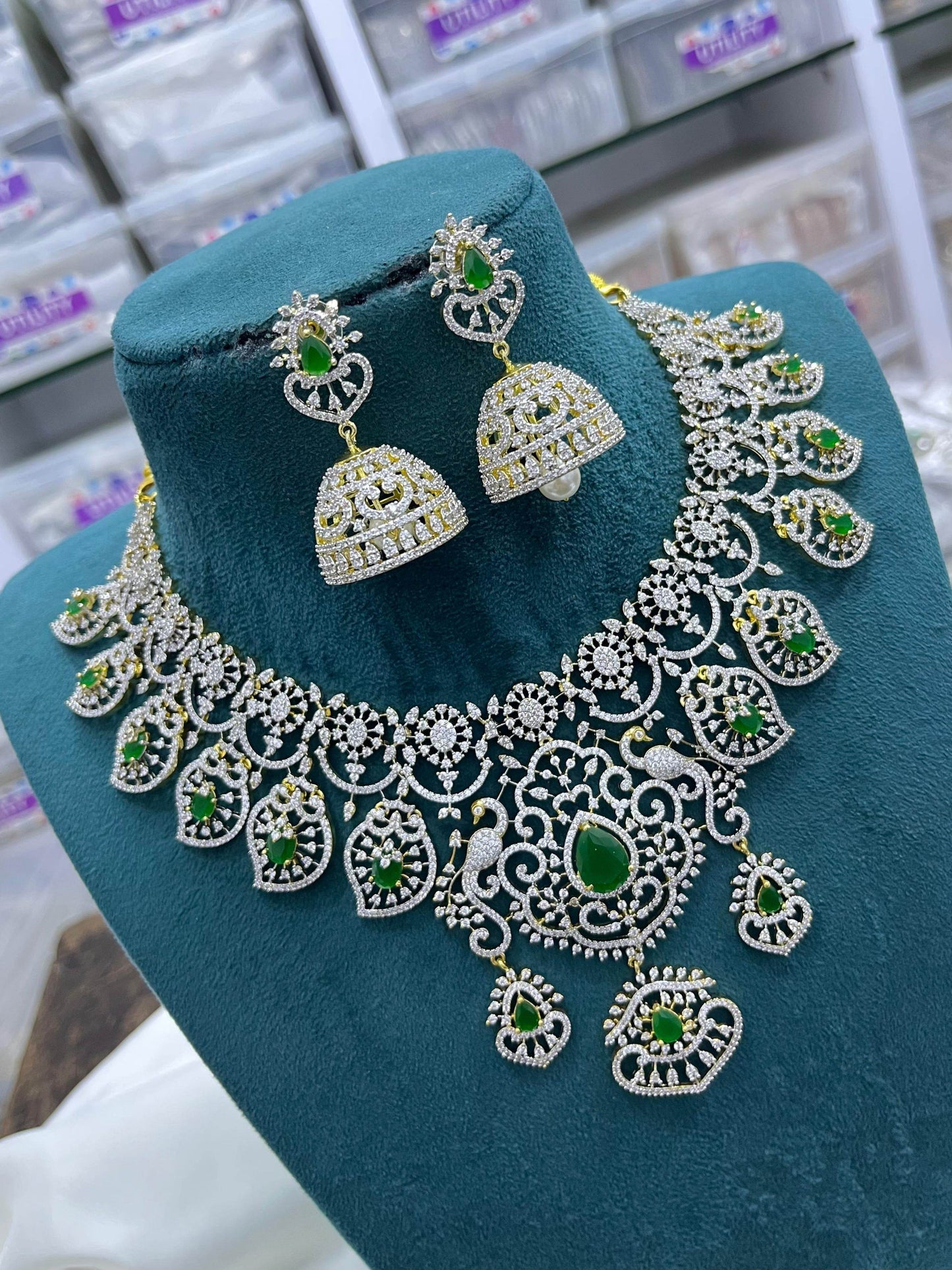 American Diamond Stones Bridal Necklace - Nakshatra Jewels