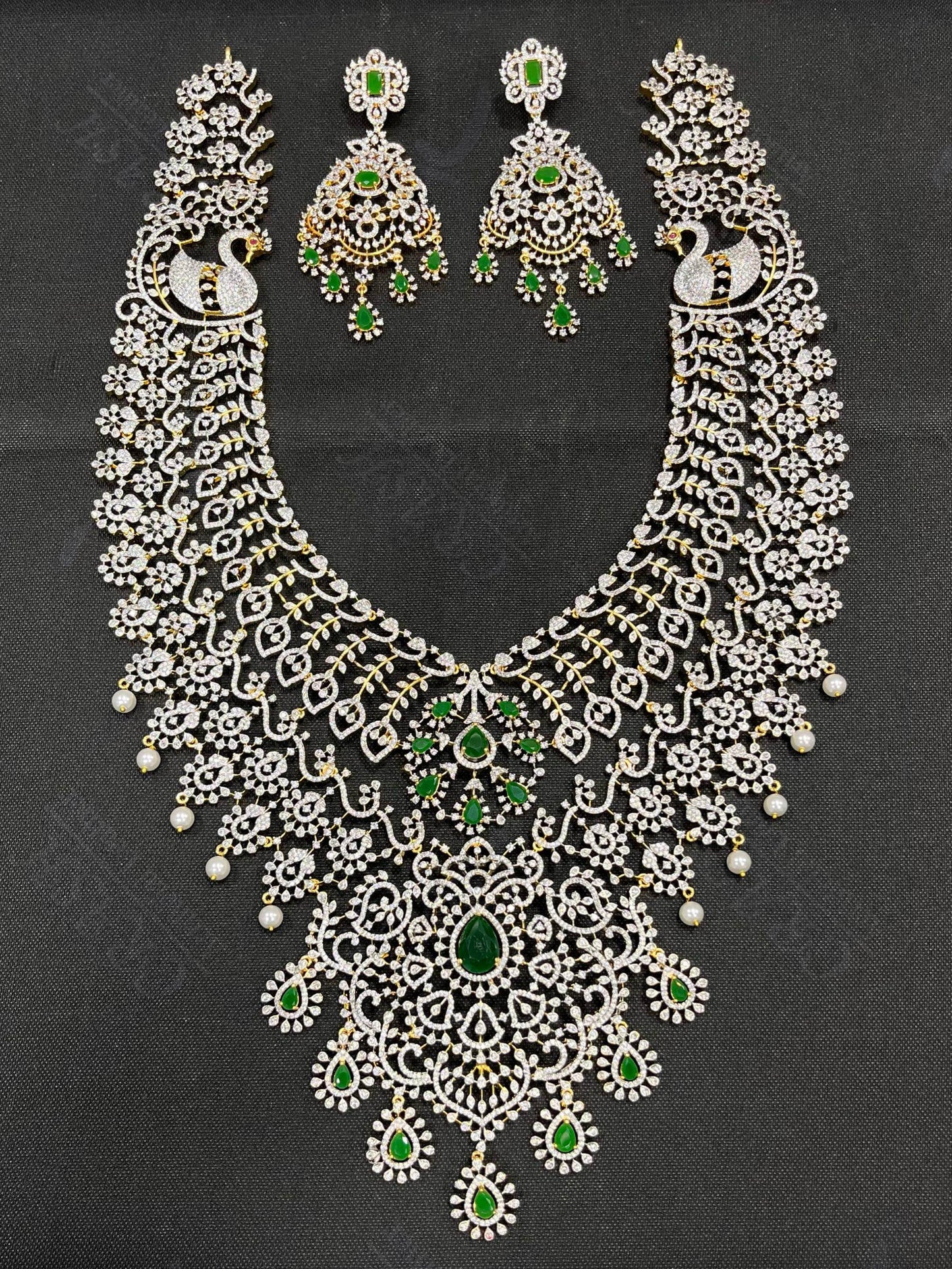 American Diamond Stones Bridal Haram - Nakshatra Jewels