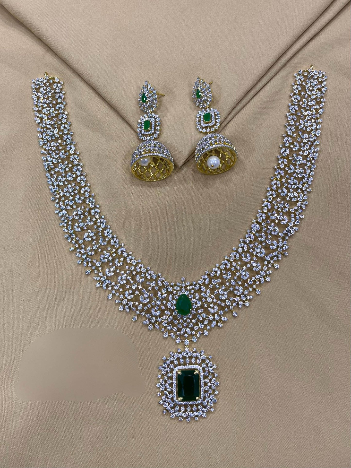 American Diamond Stones Bridal Haram - Nakshatra Jewels