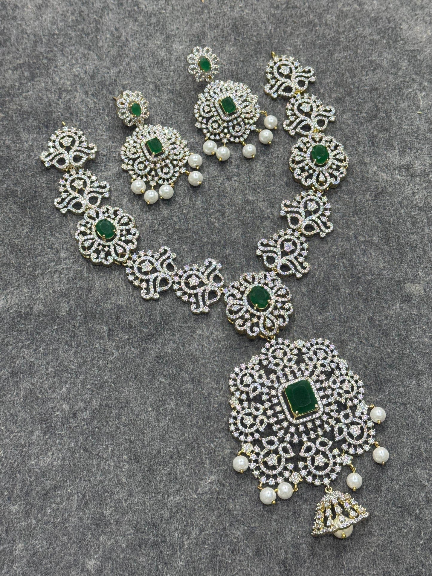 American Diamond Stones Bridal Neck set - Nakshatra Jewels