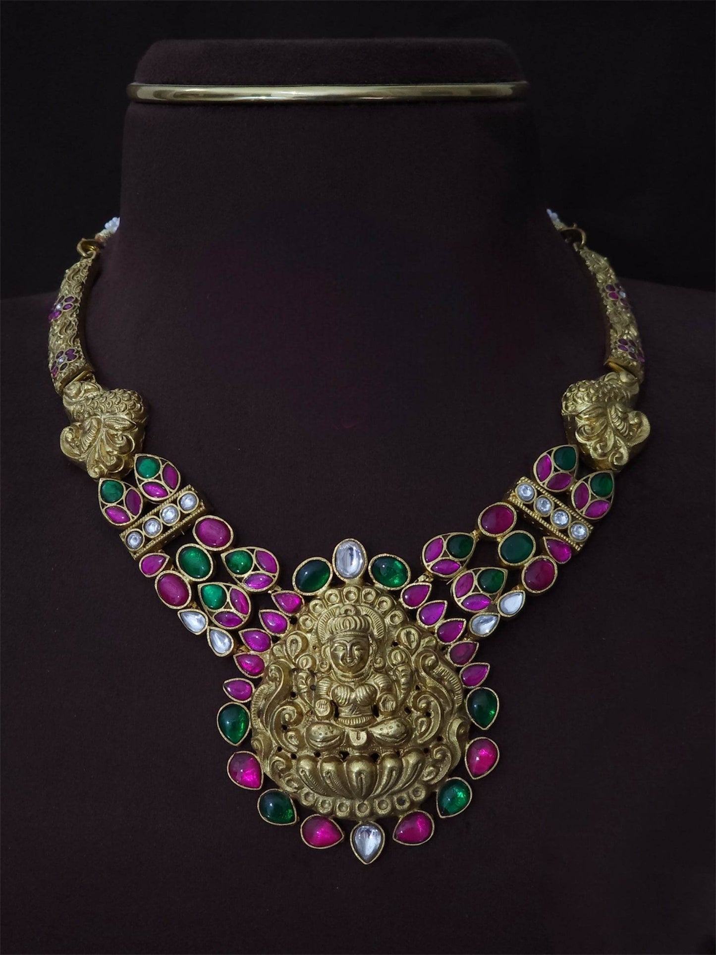 Nakshi Work with Kundan Stones Bridal Neckset - Nakshatra Jewels