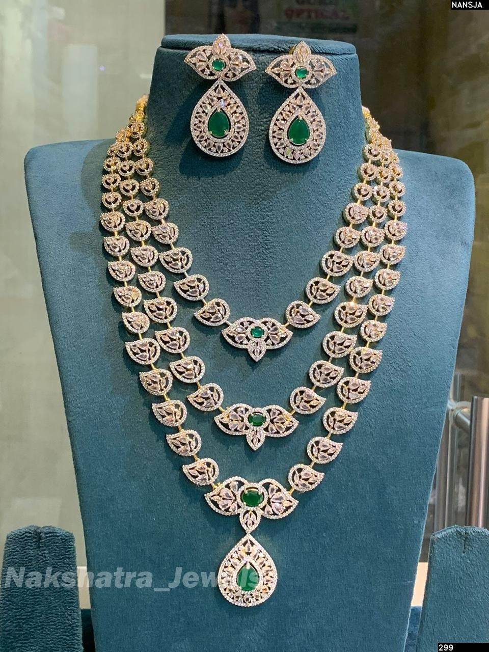 American Diamond Stones Bridal Layer Haram - Nakshatra Jewels