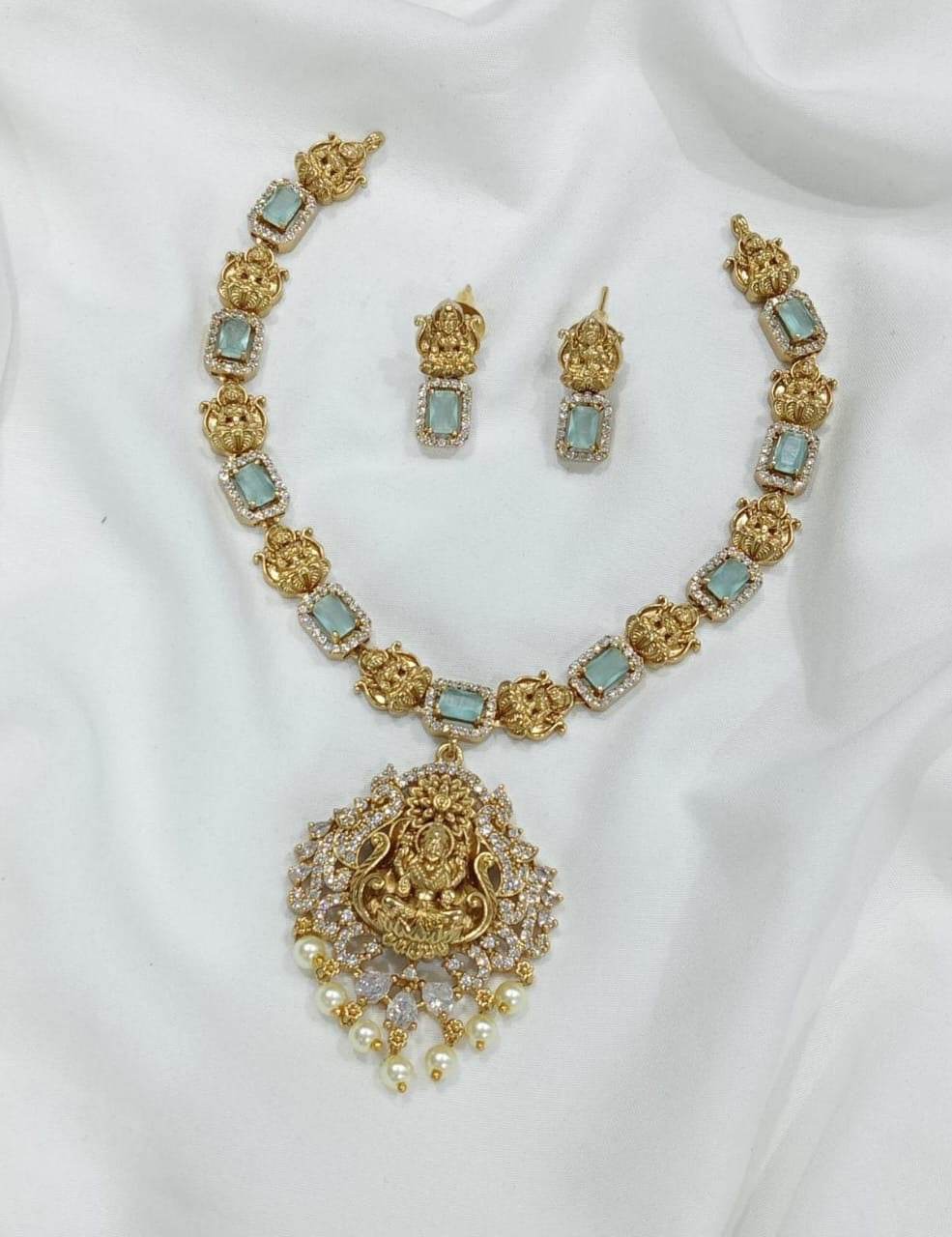 Premium Matt with AD Stones Necklace - Nakshatra Jewels