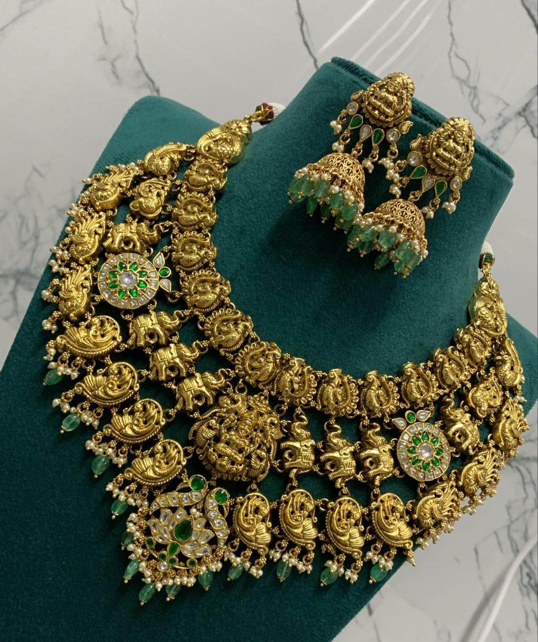 Nakshi Work with Kundan Stones Bridal Neckset - Nakshatra Jewels
