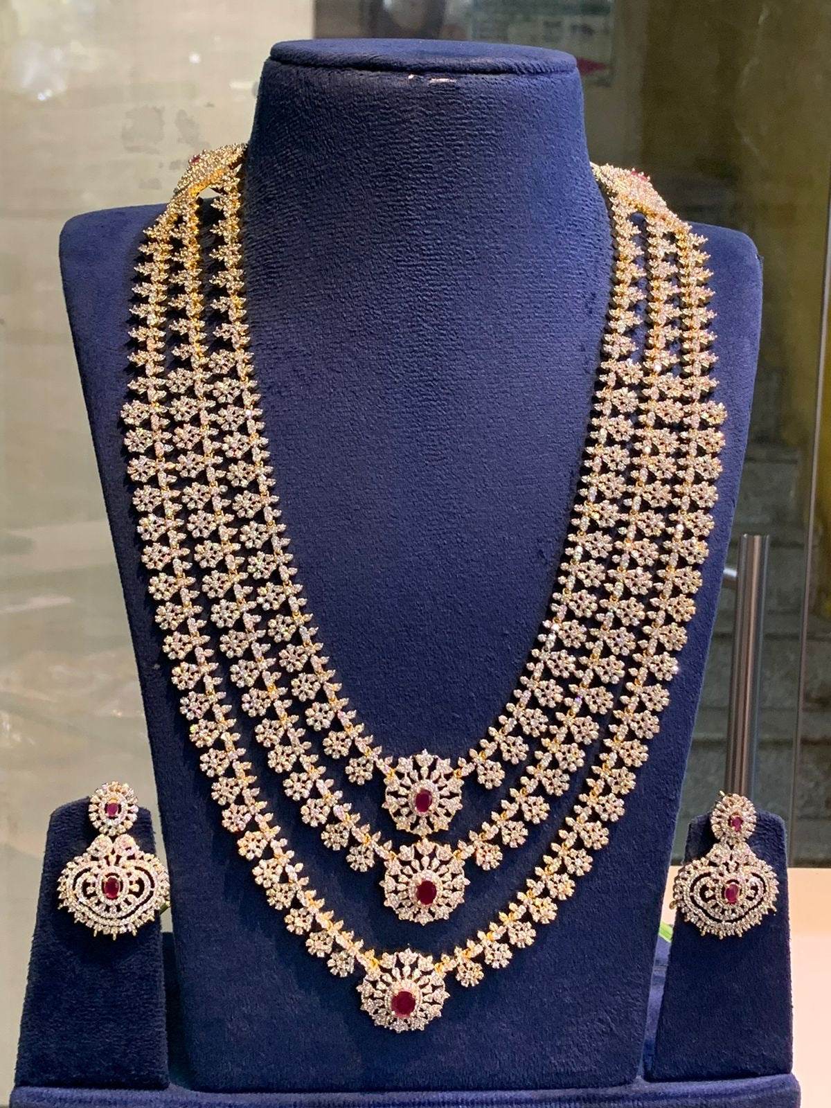 American Diamond Stones Bridal Layer Haram - Nakshatra Jewels