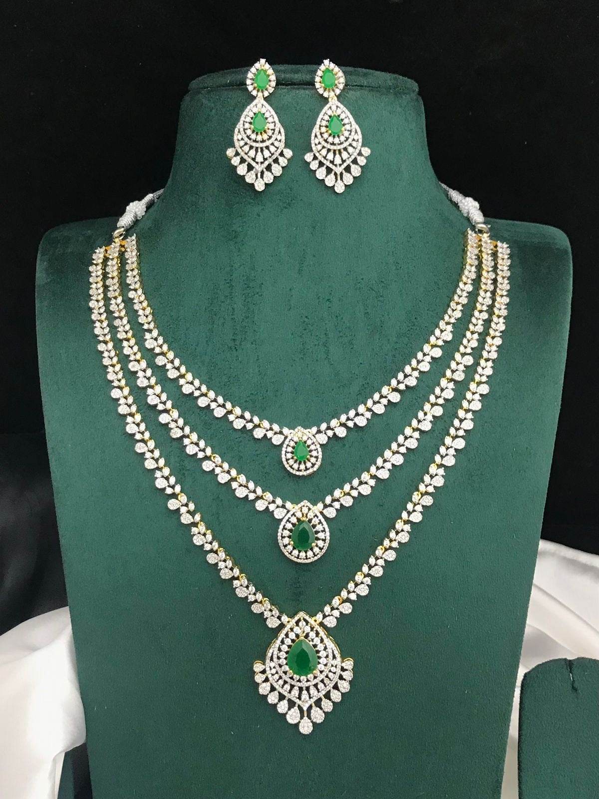 American Diamond Stones Bridal Layer Haram - Nakshatra Jewels