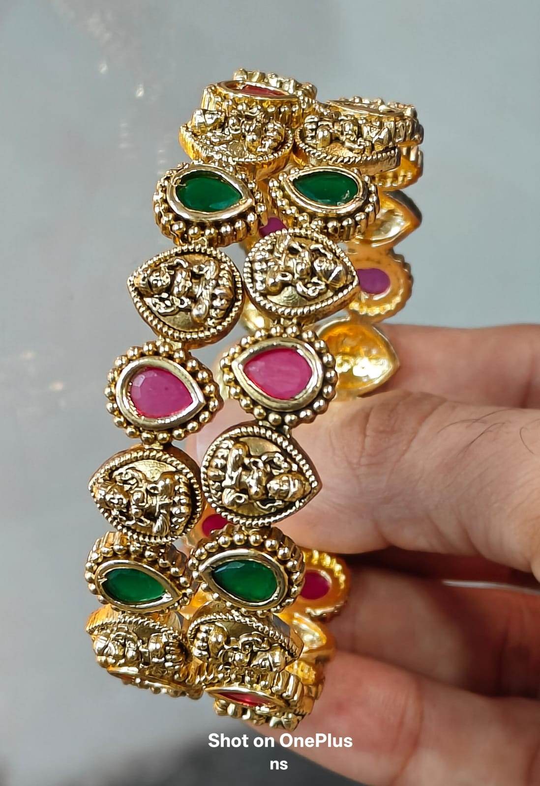 Premium Matt with AD & Kempu Stones Bangles - Nakshatra Jewels