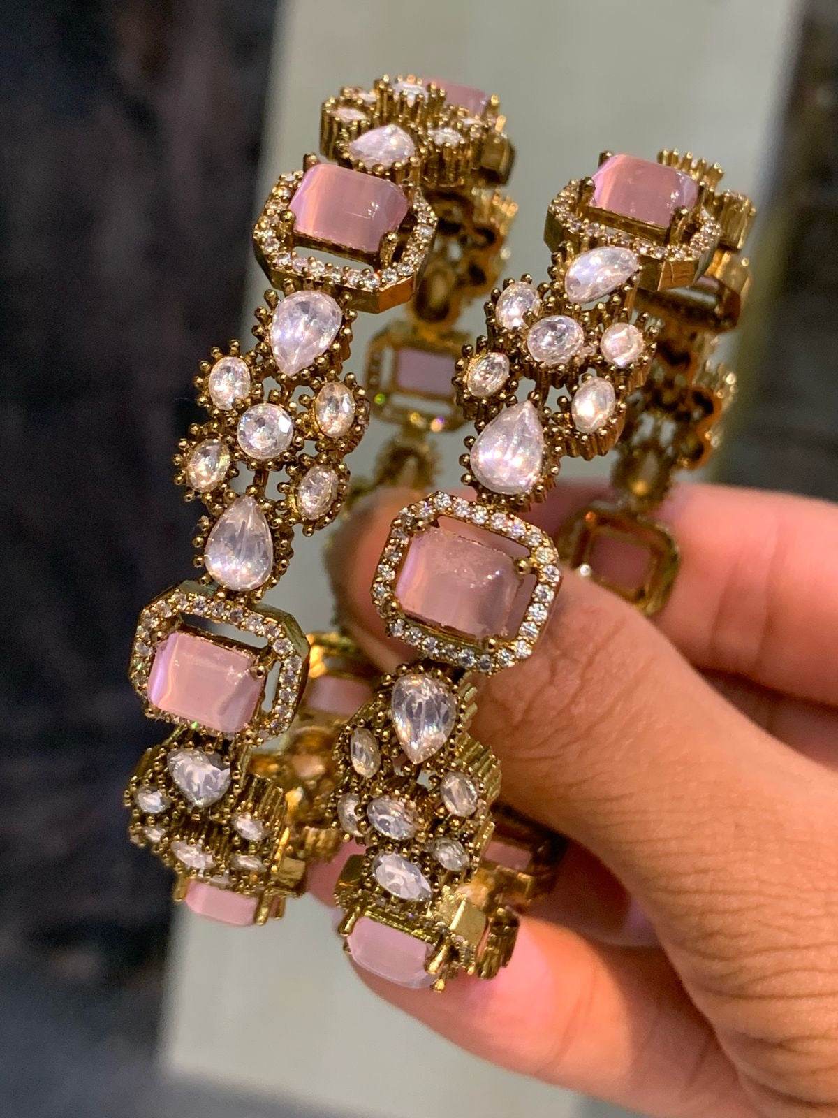 Moissanite AD Stone Bangles - Nakshatra Jewels