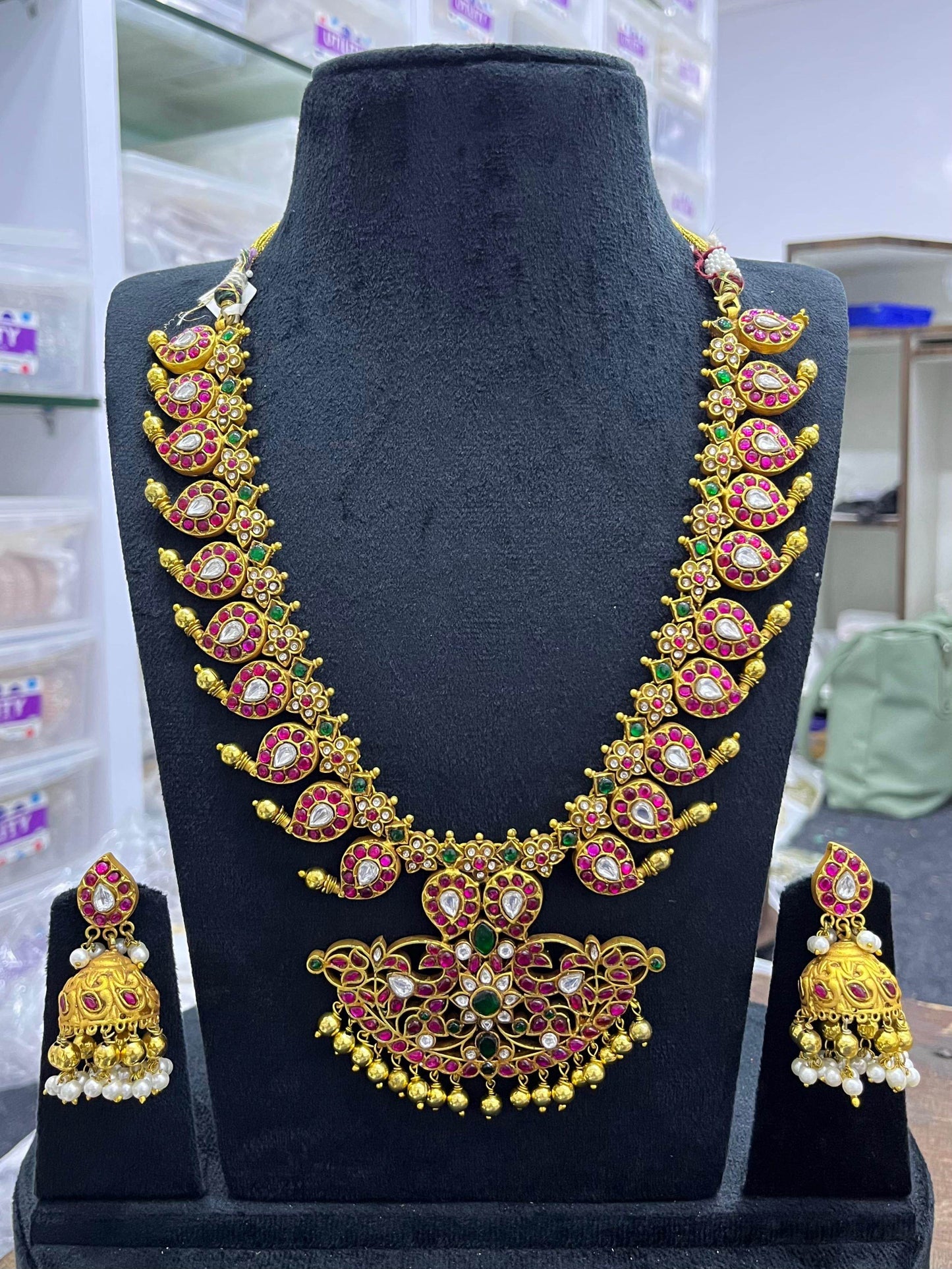 Jadau Kundan Stones Bridal Haram - Nakshatra Jewels