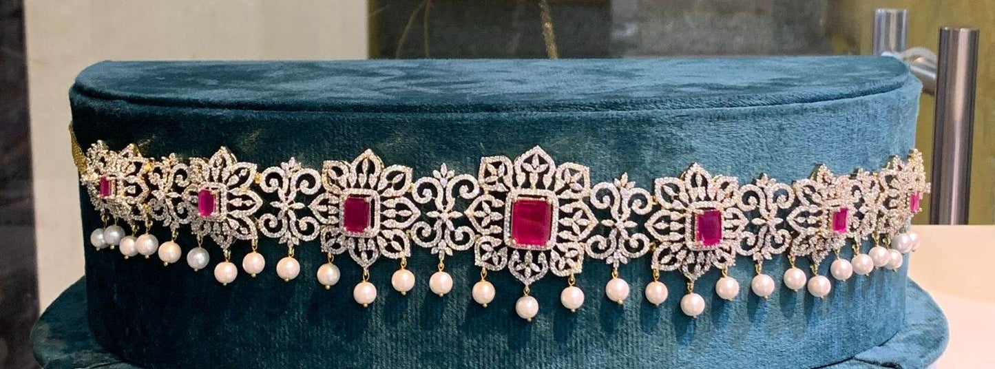 American Diamond Stones Bridal Hip Chain - Nakshatra Jewels