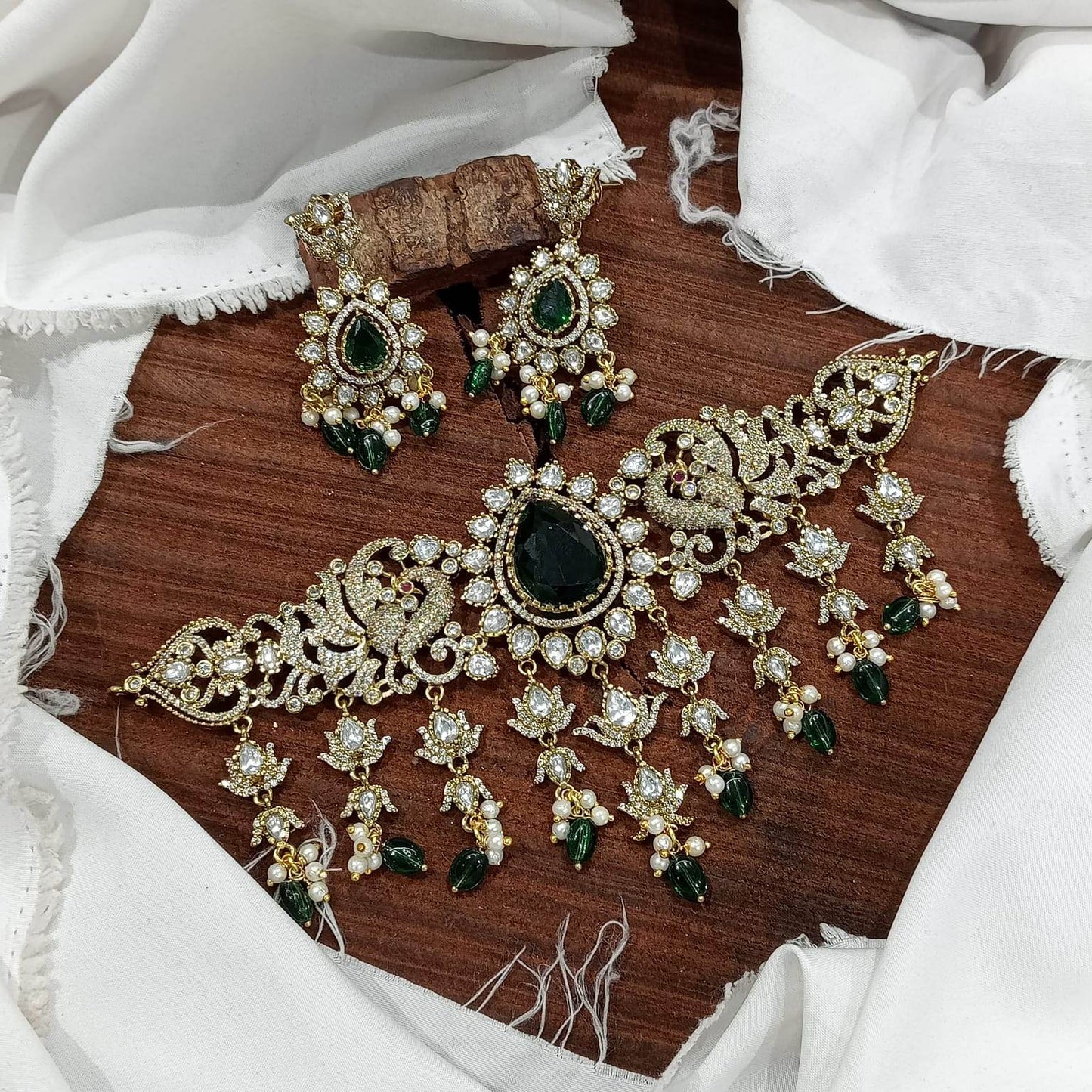 Victorian Polish with AD Stones Choker - Nakshatra Jewels