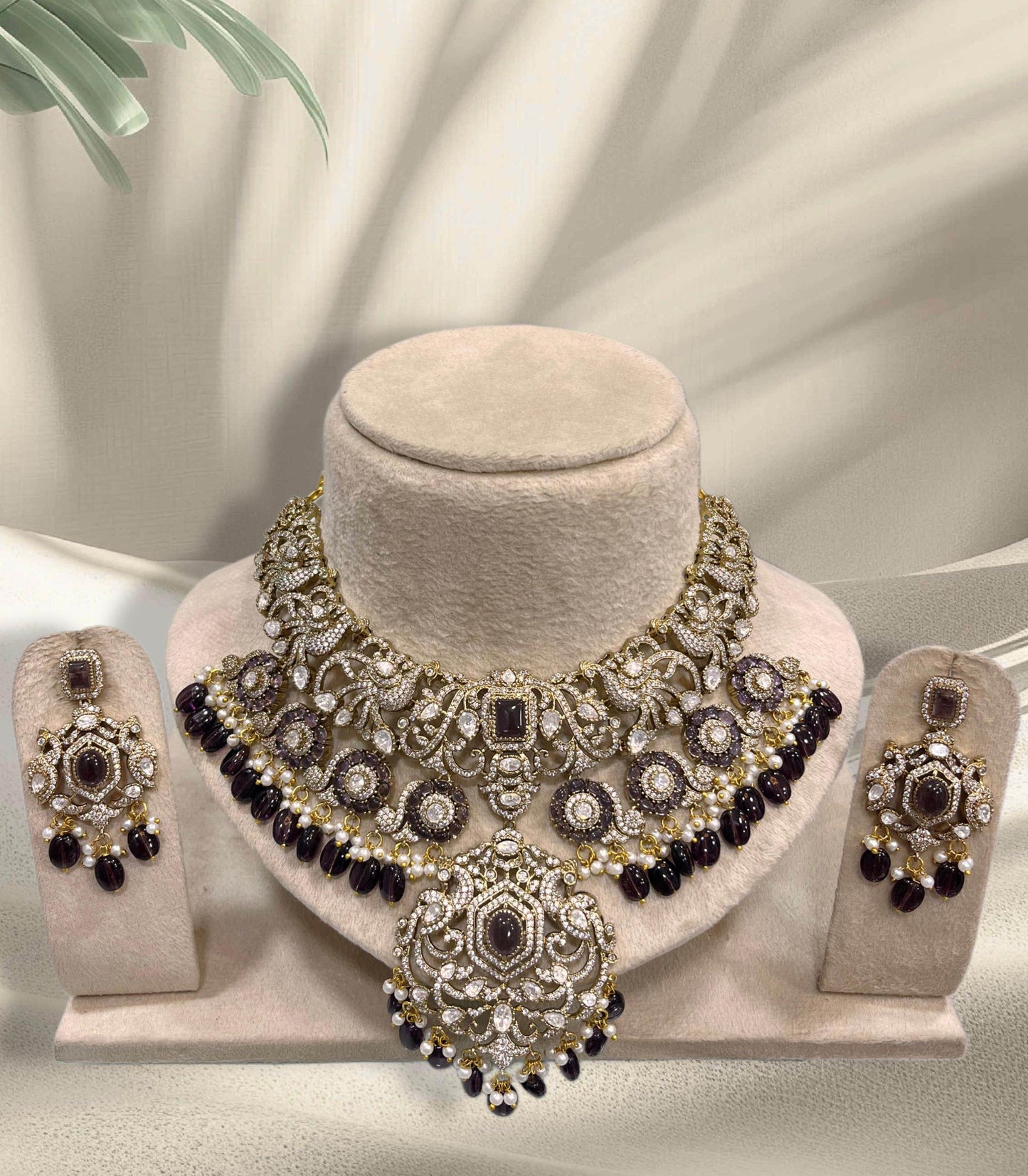 Victorian Polish with AD Stones Bridal Choker - Nakshatra Jewels